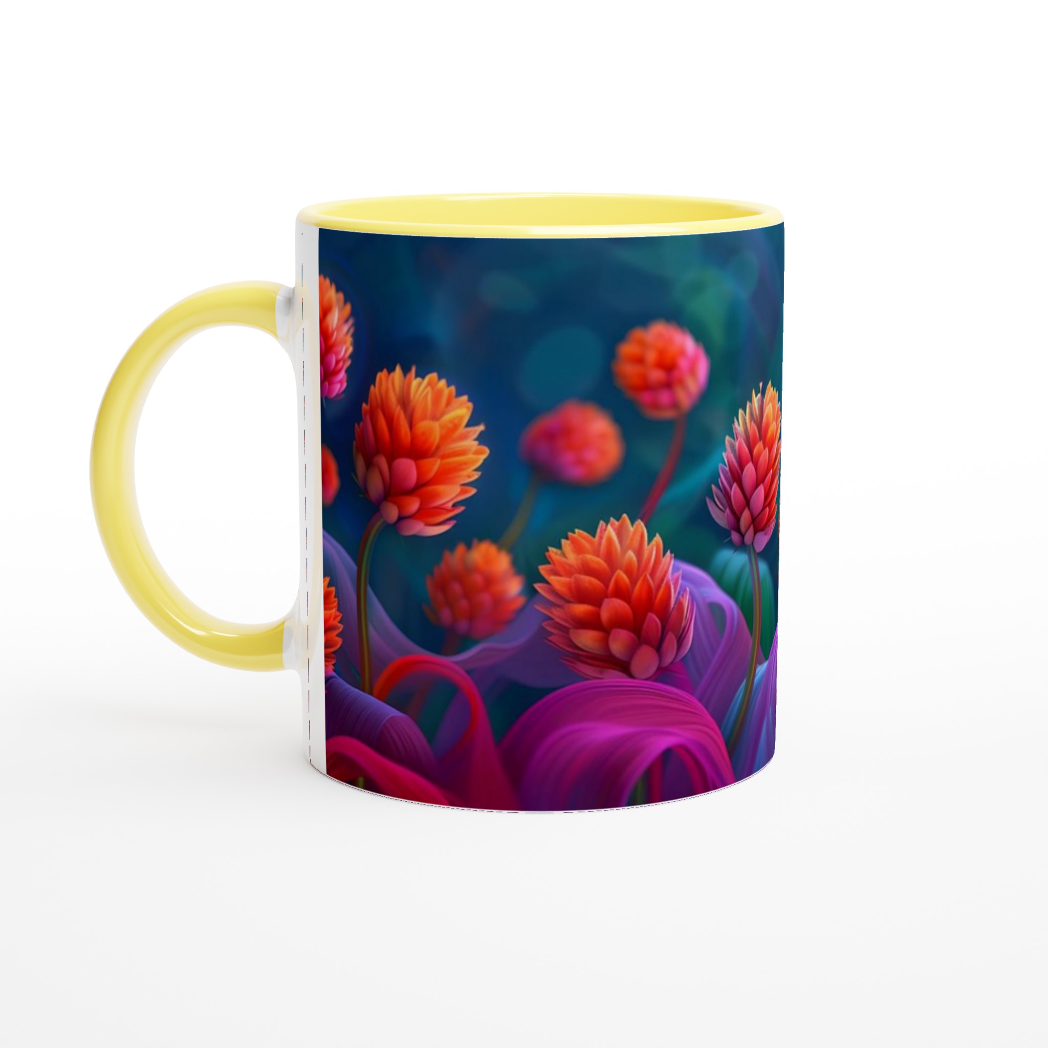 Abstrakt Blomstermugg: Levande Orange & Magenta i 11oz Keramik – Välj Din Färg! 3 c1d8de66-417a-47cd-9d98-fe32e9054eb7