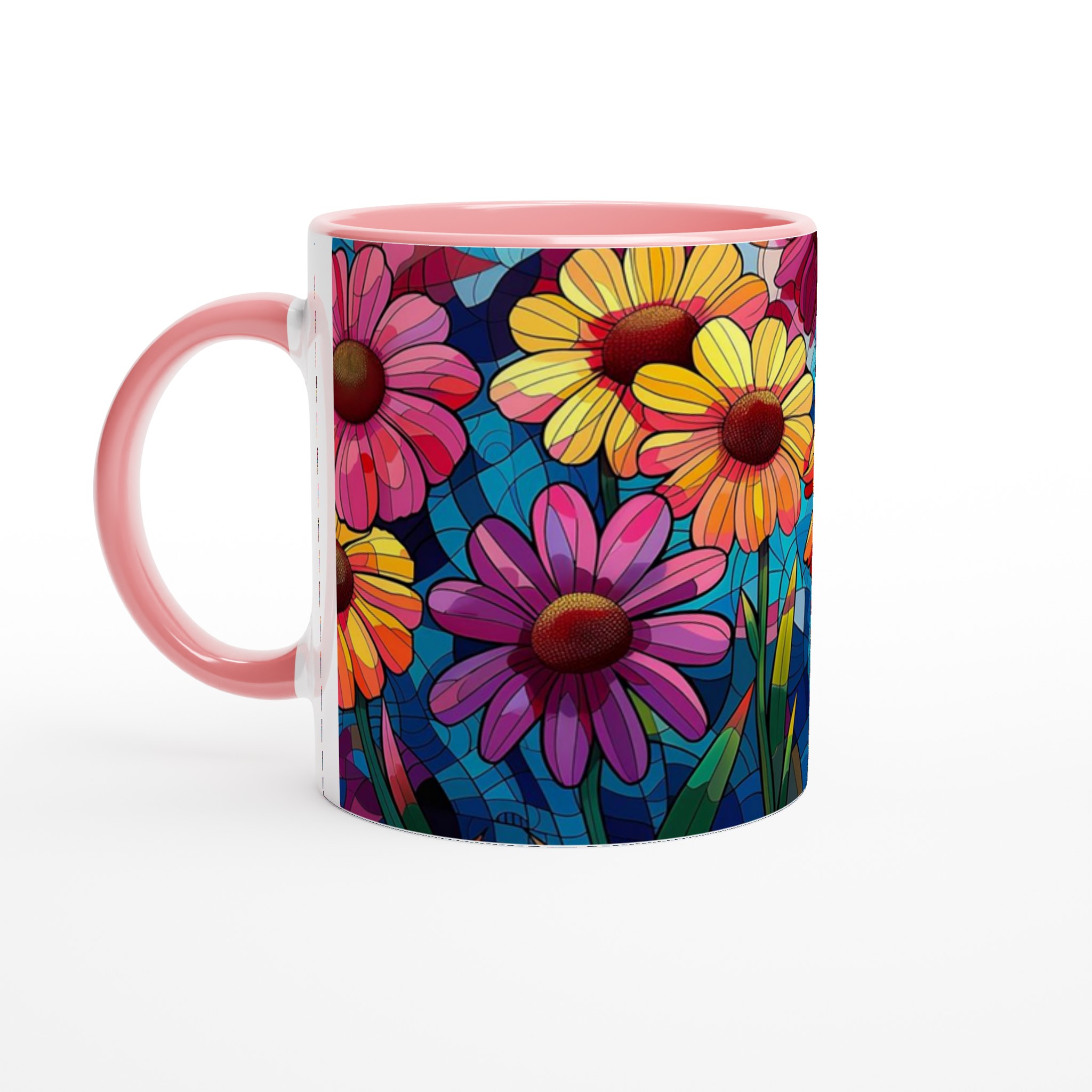 Färgsprakande Blommönster 11oz Keramisk Mugg – Välj bland 7 Livfulla Färger! 6 c1e8a9ae-4840-44f3-8c59-b0c047f3f104