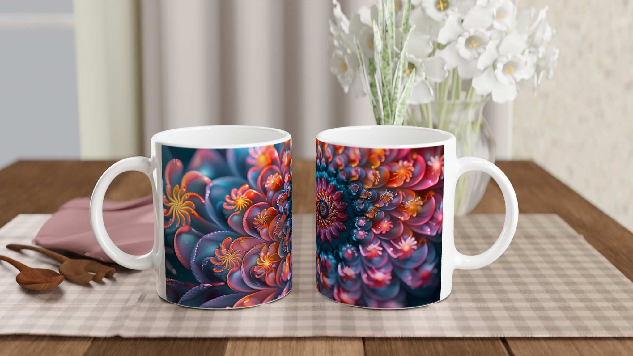 Abstrakt Fraktal Konst Mugg – Levande Blomsterdesign i Din Valda Färg 10 c1e92c71-280c-4032-a63b-9a741866e141