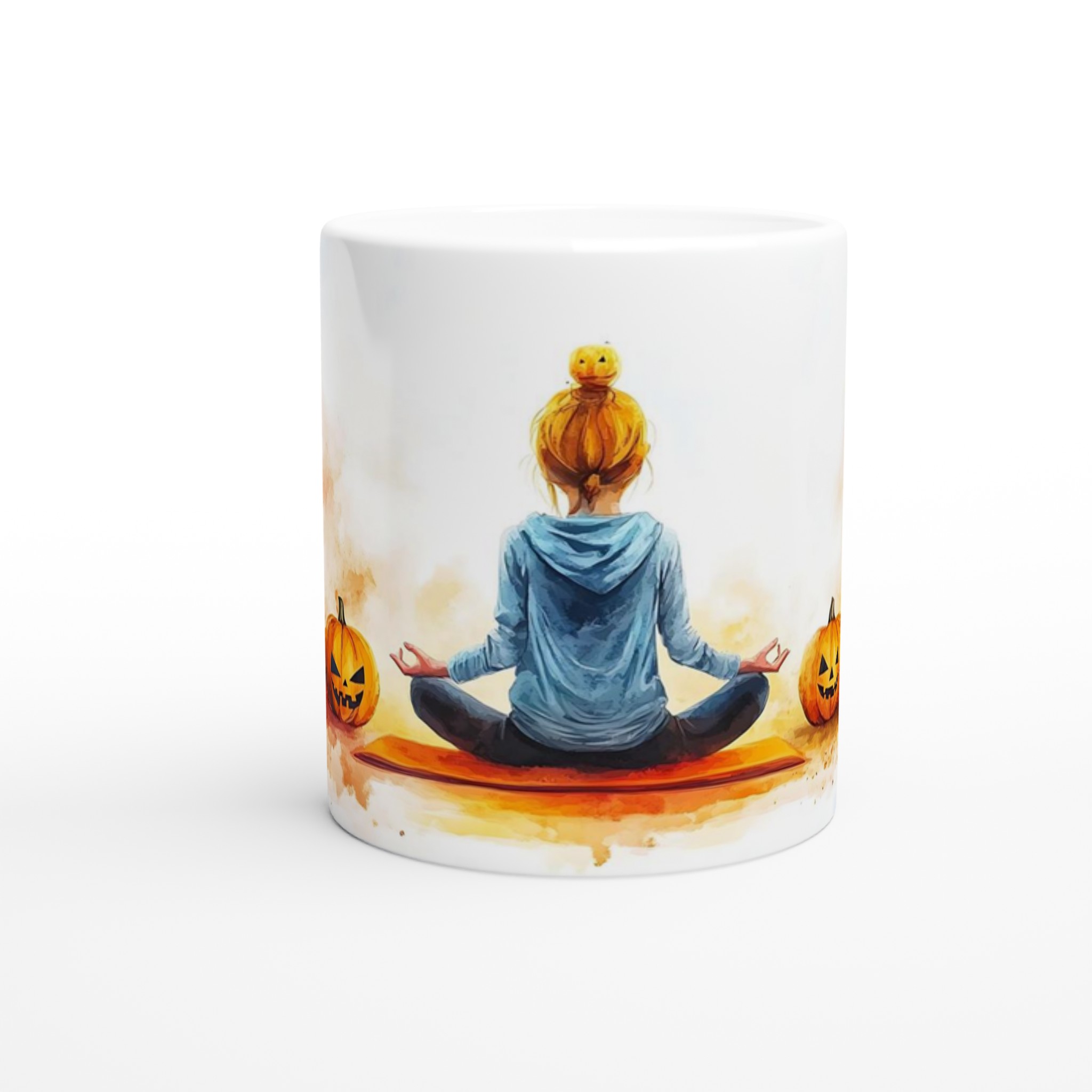 Zen Halloween Mugg - Skrämmande Avslappnad Yogapumpa i Akvarellstil, Välj bland Flera Färger 8 c1f248f7-2bb3-42da-8d87-b01d68000252