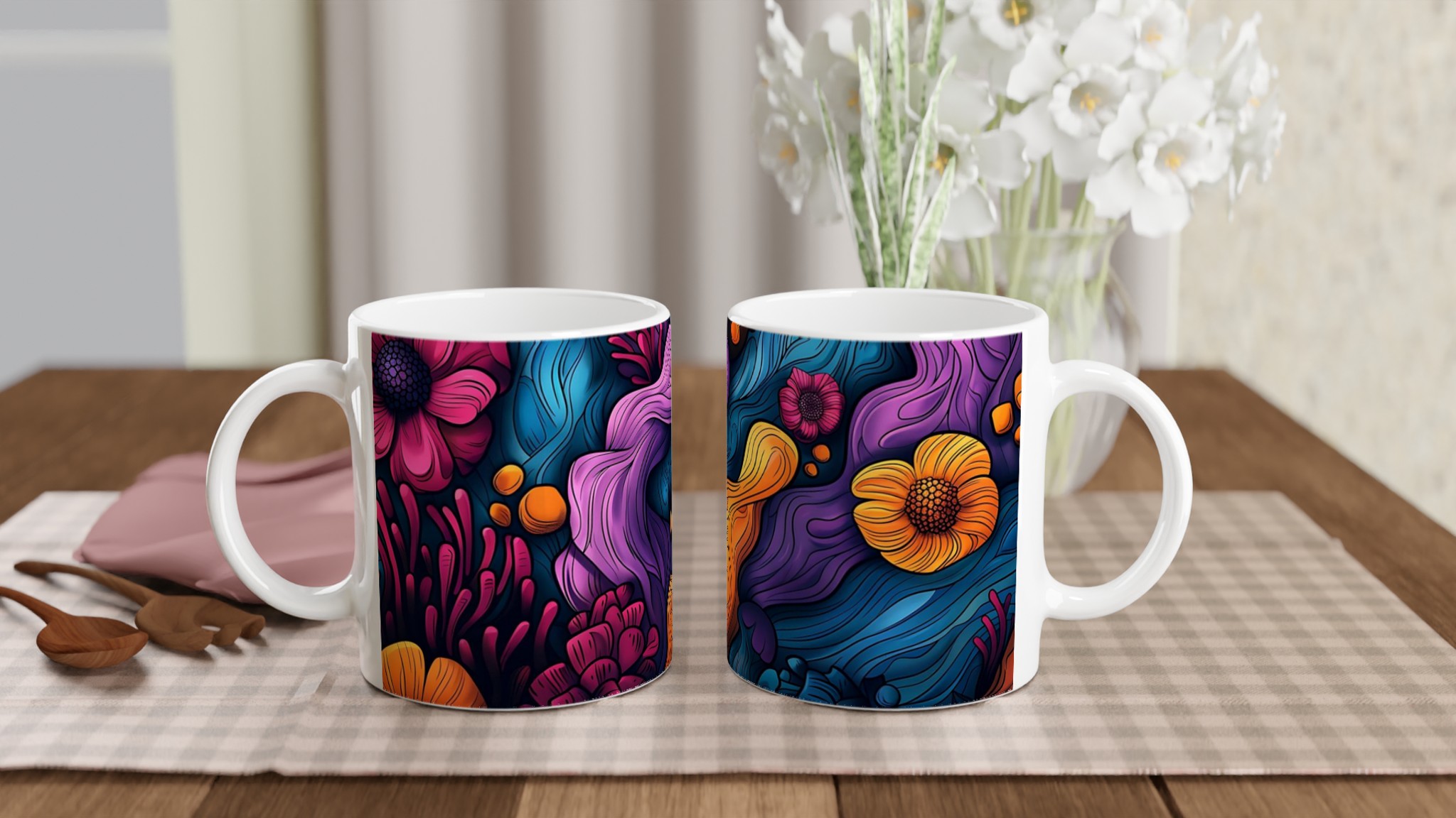 Abstrakt Blommig 11oz Keramikmugg – Din Kaffepaus, En Färgexplosion! 10 c1fafd6d-8c8e-4c2c-acf5-d4371119ead6