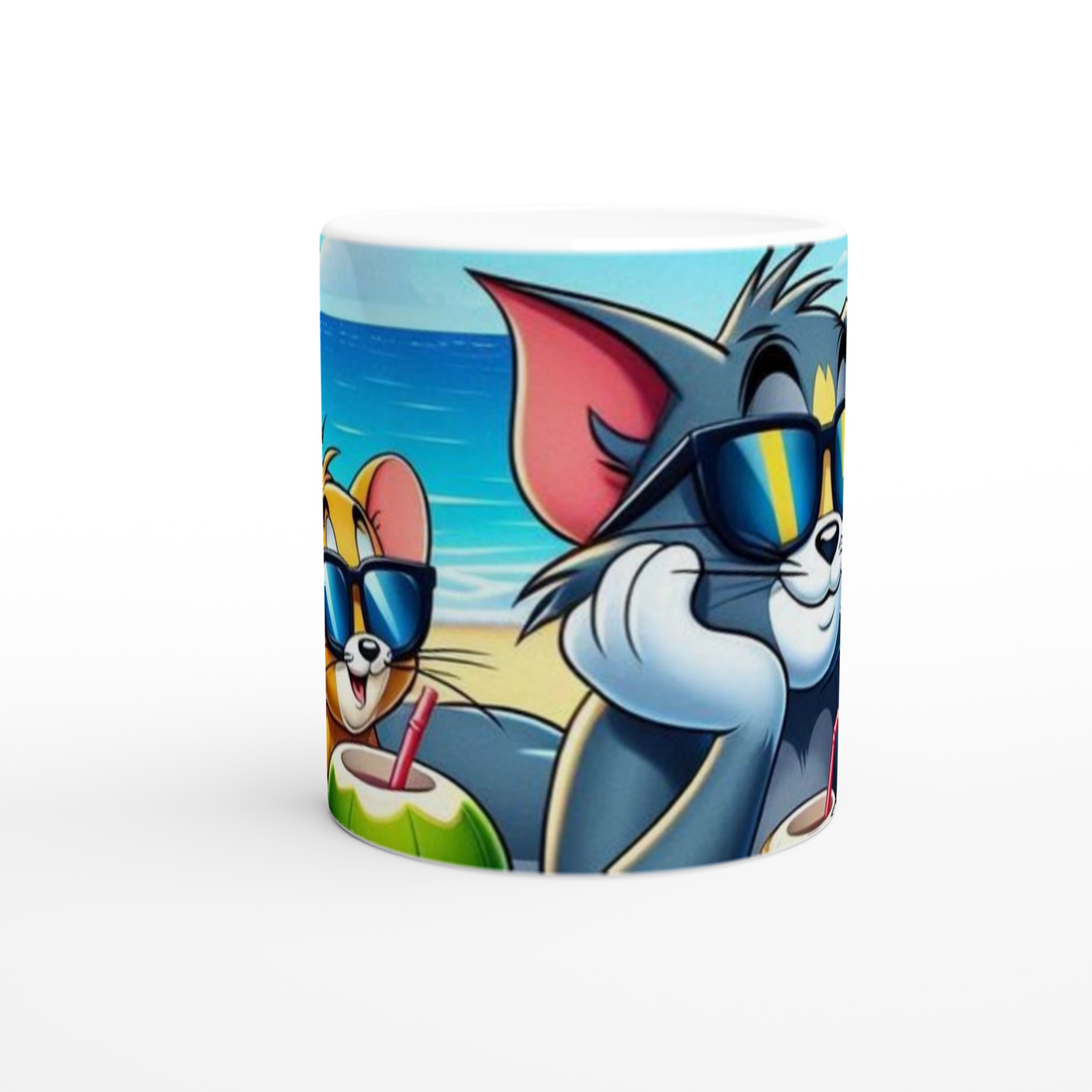 Vit 11oz keramisk mugg med Tom & Jerry – picknick-feeling i sju färgstarka nyanser 8 c215244c-2b36-4825-9c5a-e8a7929d16f8