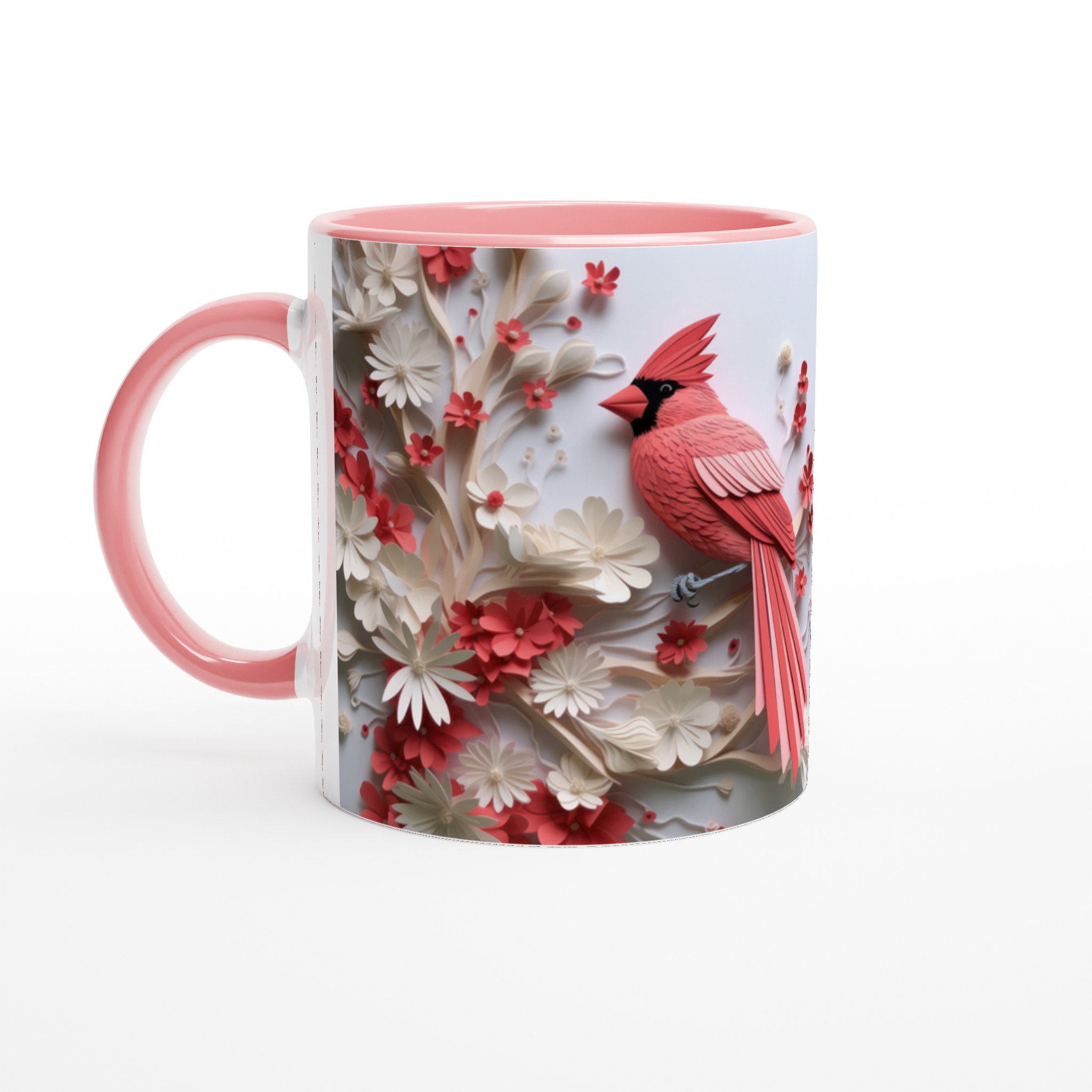 Vit 11oz keramisk mugg med elegant röda kardinaler och blommor – välj din favoritfärg 6 c217bc83-a077-4443-a4bf-753cae1ab960