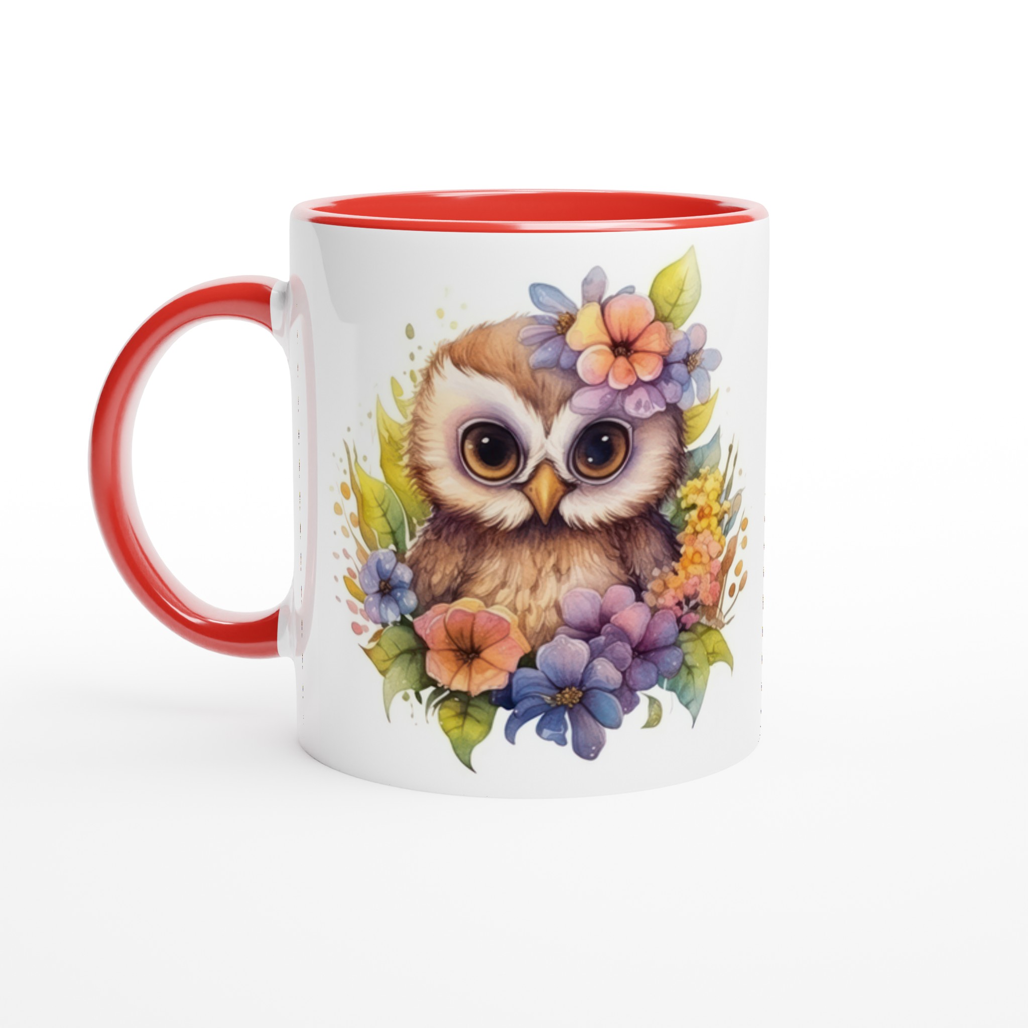Vit 11oz keramisk mugg med charmig ugglemotiv – välj din favoritfärg för en personlig touch 5 c22b5f1e-e3a3-481d-b6ea-81624cbbf011