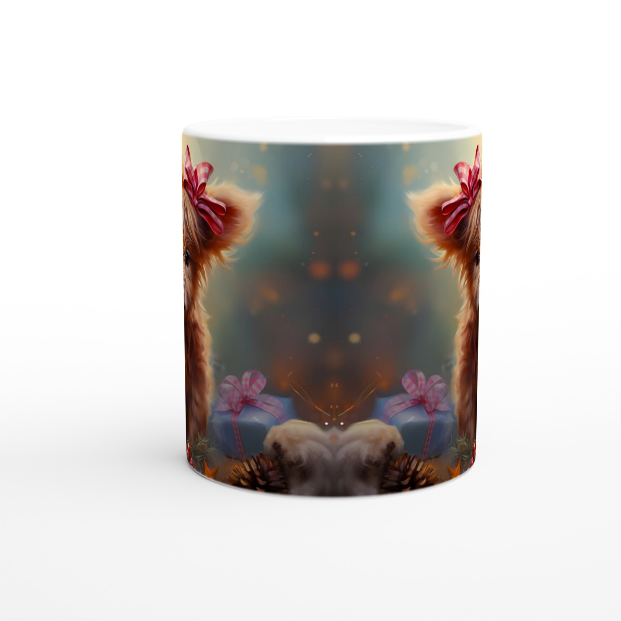 Söt Kalv med Rosett - Premium 11oz Keramikmugg i ditt val av färger 8 c22c1490-af2a-4cdd-9cc5-d81a23ac11c9