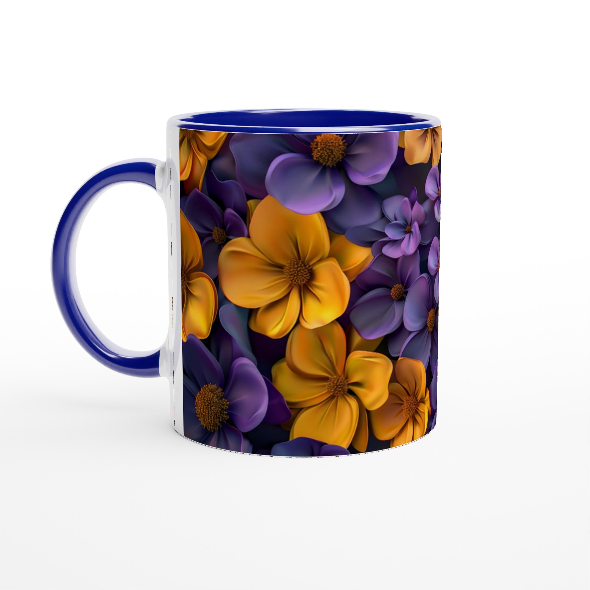 Ceramic Mug 11oz - Yellow & Purple Floral Blossom Design – Choose Your Ceramic Hue 2 c283663d-1a25-4512-afd6-0b873929cbd3