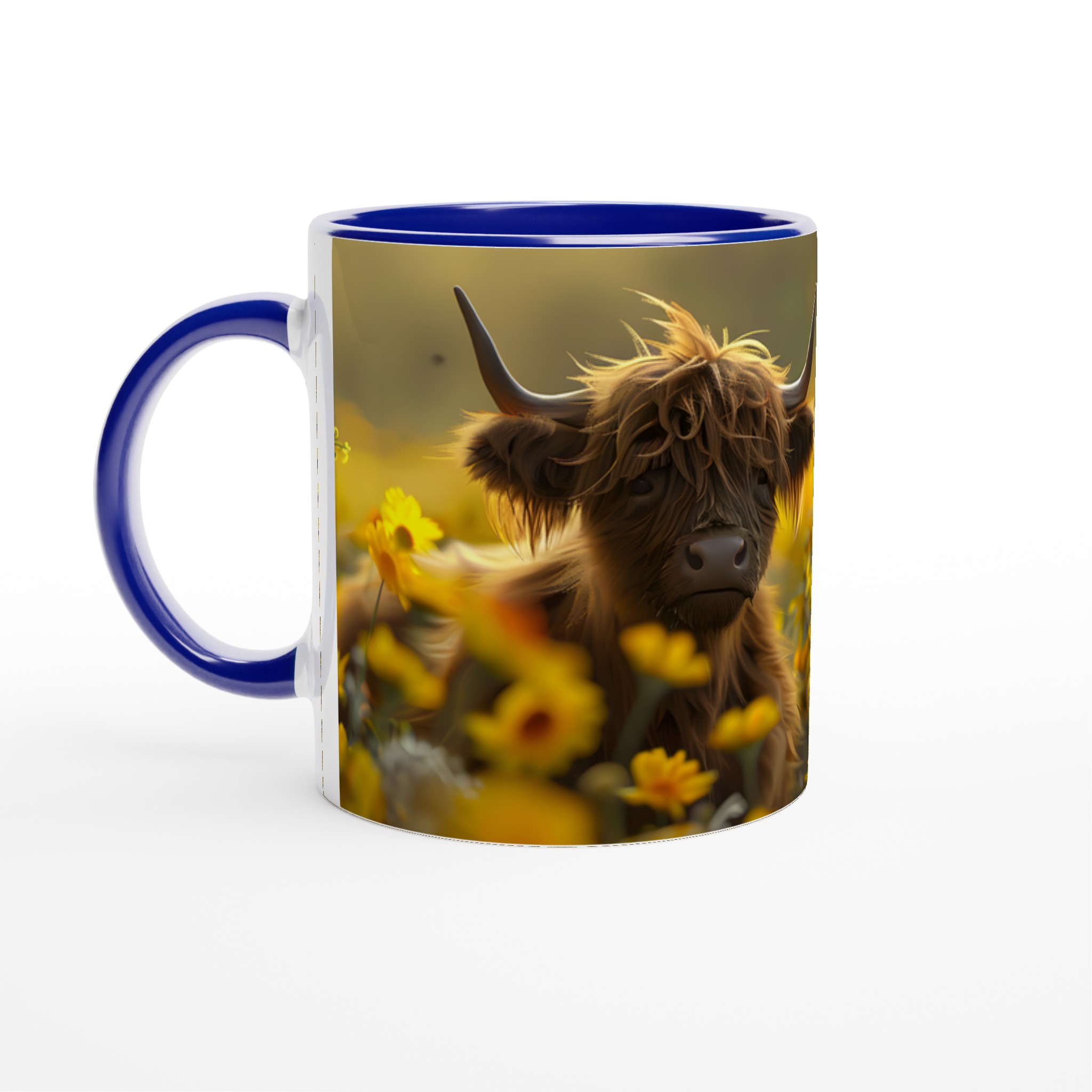 Söt Långhårig Ko i Blomsterfält 11oz Keramisk Mugg – Välj bland 7 Livfulla Färger! 2 c29bd855-bccb-4f4e-888d-f0a219632112