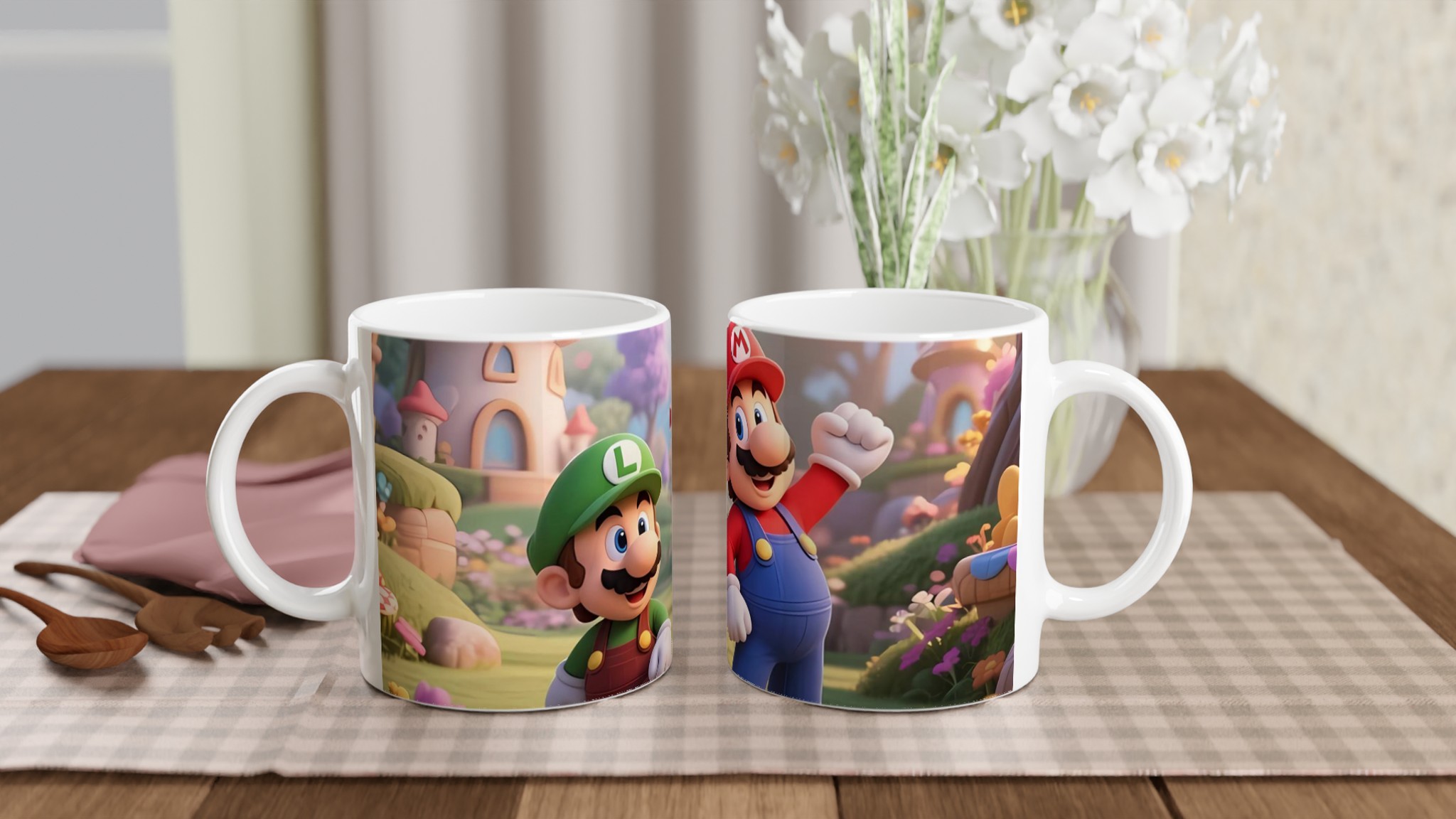 Vit 11oz keramisk mugg med lekfull Super Mario-design i flera färger 10 c2ab1762-a08c-4421-a0fa-8e02725cd422