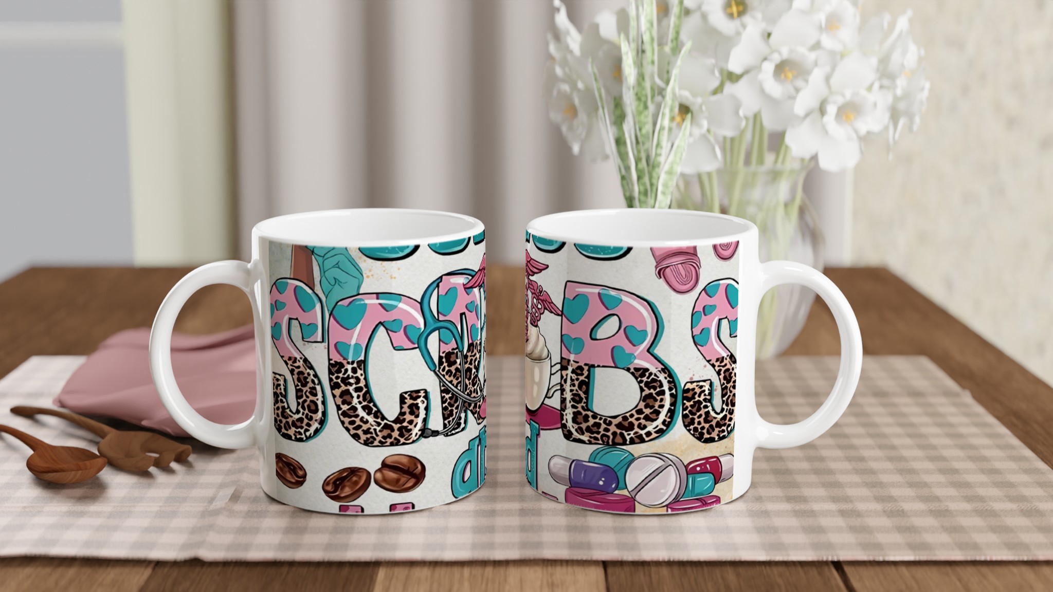 Vit 11oz keramisk mugg med lekfull leopard- och hjärtmönster – välj din perfekta färg 10 c31ab86e-be2c-4b8a-8fcd-4ffe0e22e460