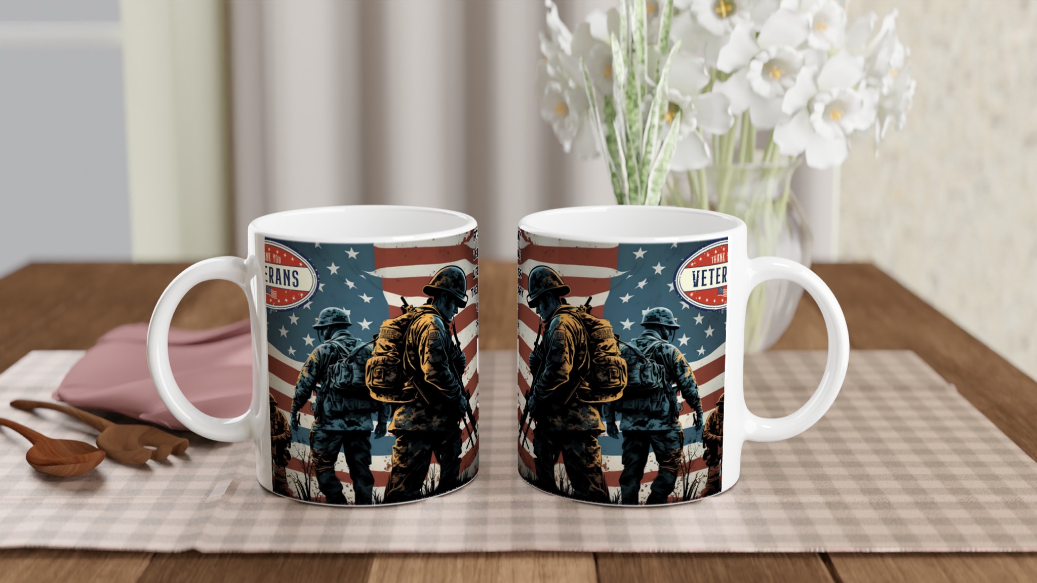 Vit 11oz keramisk mugg med patriotiskt veteranmotiv i flera färgval 10 c37ad58a-e4db-4767-9ca8-4298bdef0574