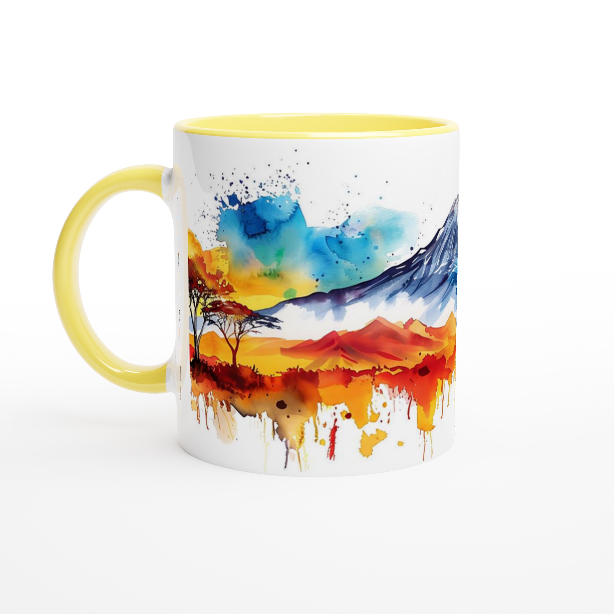 Akvarell Berg & Solnedgång Kaffemugg – Färgsprakande 11oz Keramikmugg i ditt val av 7 nyanser 3 c384ca7b-4dd6-47f3-bf45-f2b979361cbc