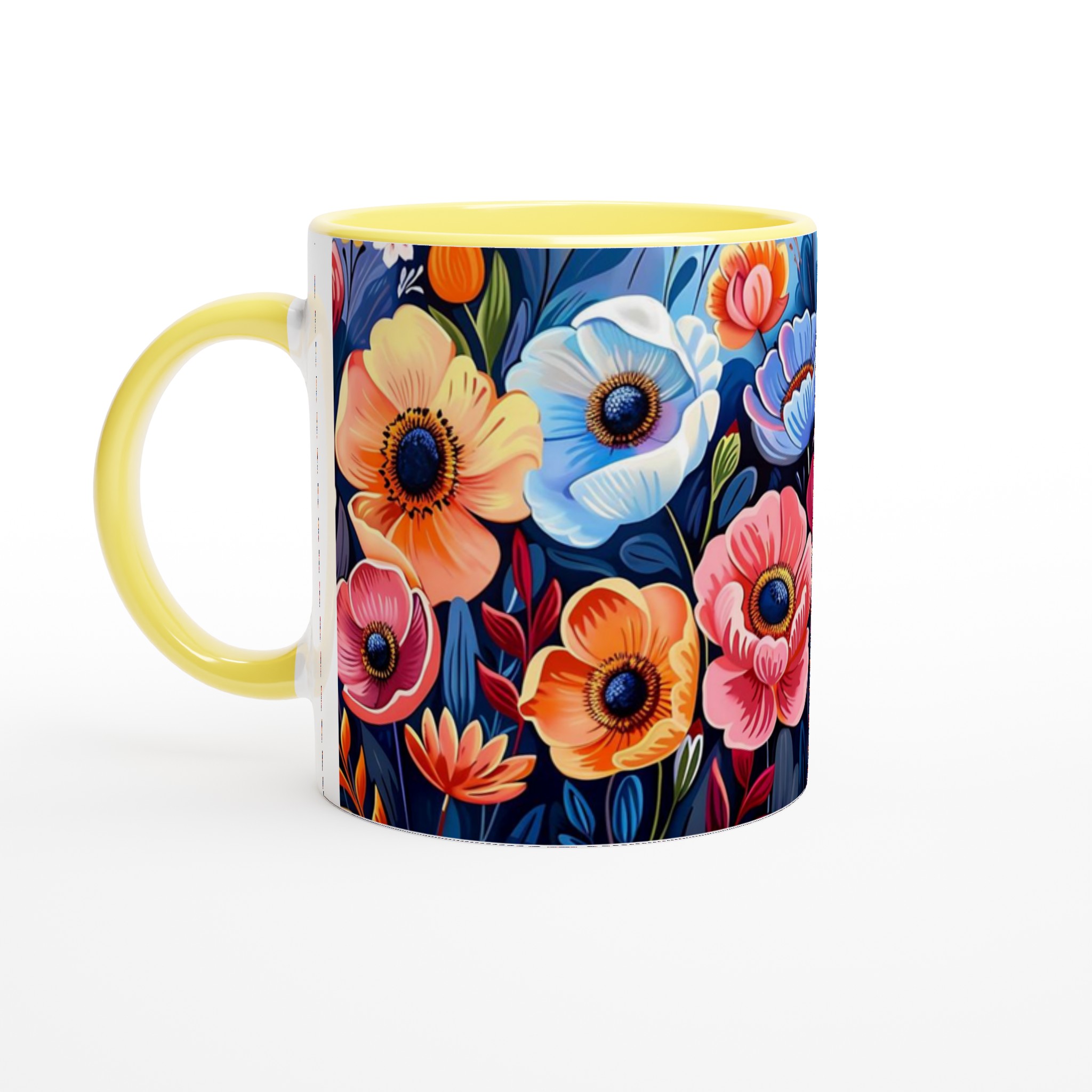 Färgsprakande Blomstermugg – 11 oz Keramisk Mugg för Kaffe & Te i Sju Levande Färger 3 c3937989-7560-42df-80de-476e17da8ee1