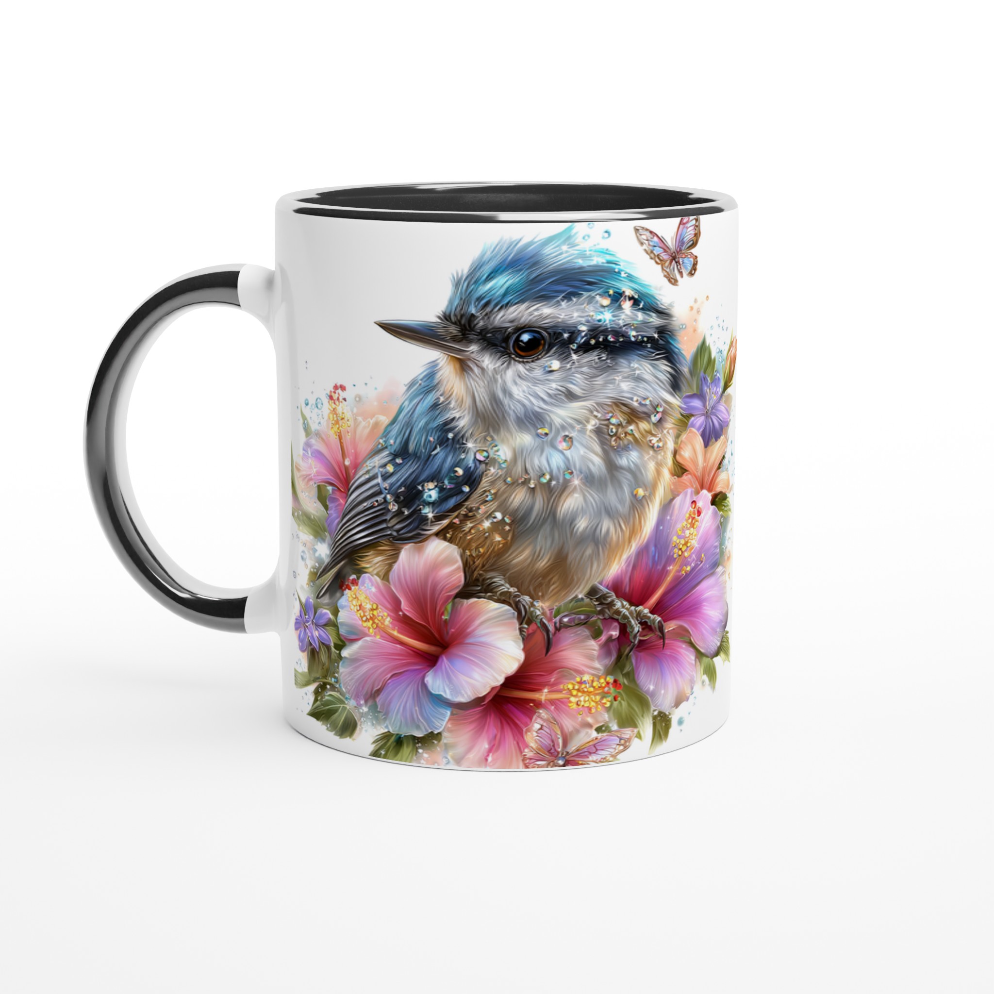 Vit 11oz keramisk mugg med magisk blåmes och blomsterkonst i ditt val av färg 4 c39b9b2e-b2df-43d9-b5b6-f6807627d7b8
