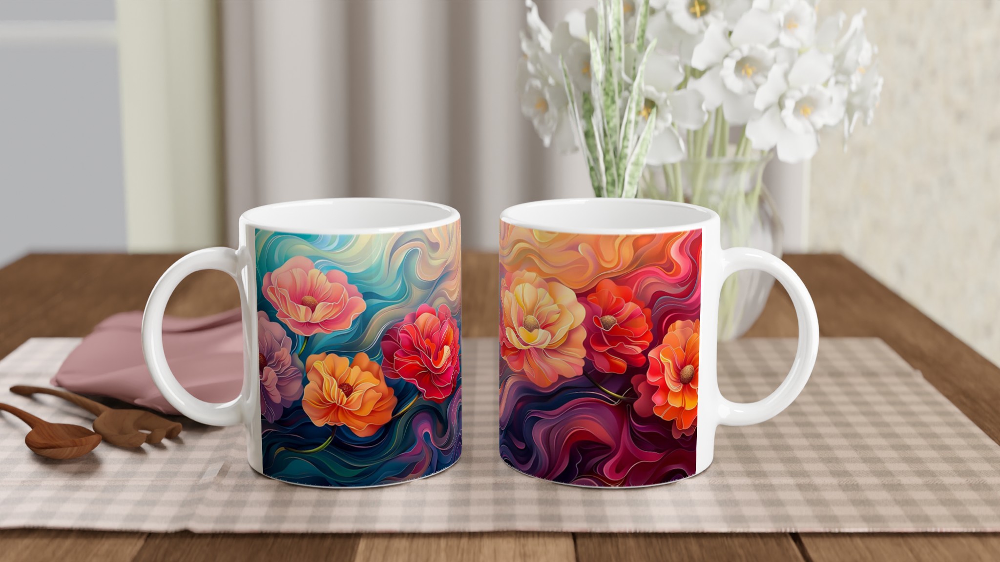 Abstrakt Blomster Keramikmugg – Konstnärlig Kaffestund i Valfri Färg, 11oz 10 c3b2e282-a220-4470-b5d2-3305da8ea7a6