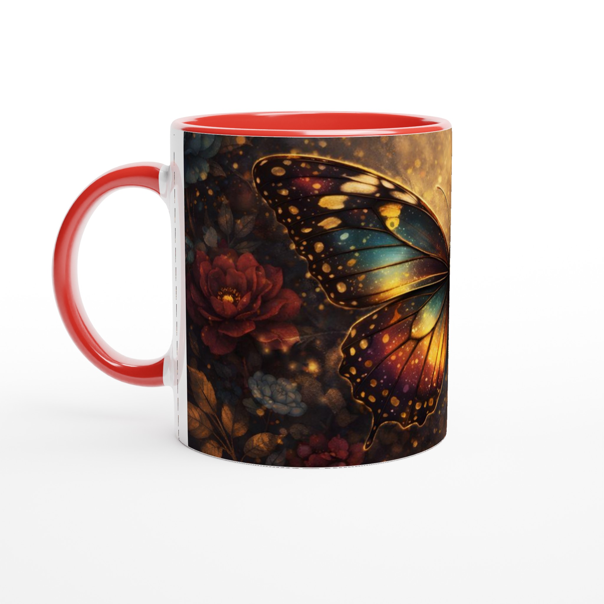 Elegant Vit 11oz Keramisk Mugg med Färgstark Fjärilsdesign – Välj Din Favoritfärg 5 c3c51202-a606-4700-9f7c-9c035c22a795