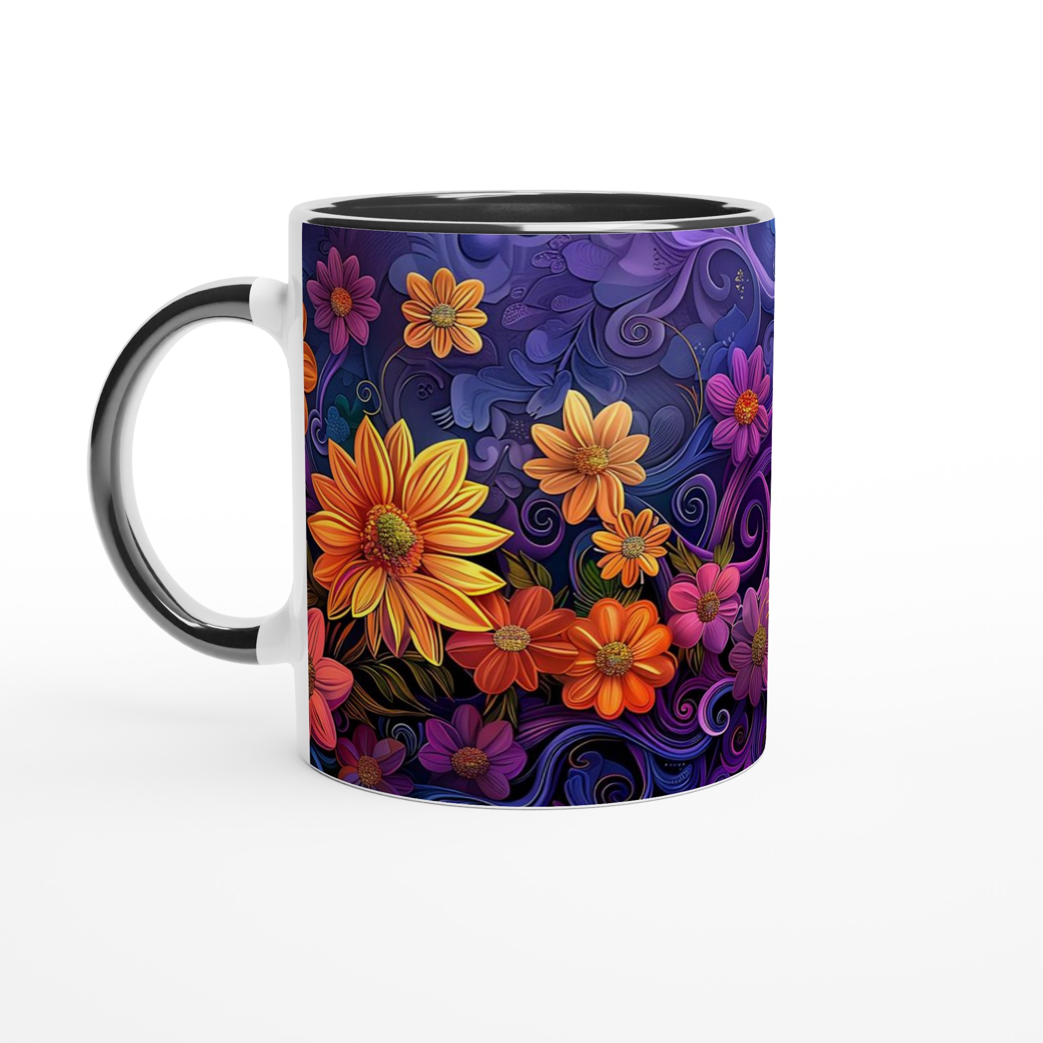 Färgexplosion: Konstnärlig Blommig Keramikmugg - 11oz, Välj Din Favoritfärg! 4 c3cb2813-0663-4045-8c15-1171c45d2033