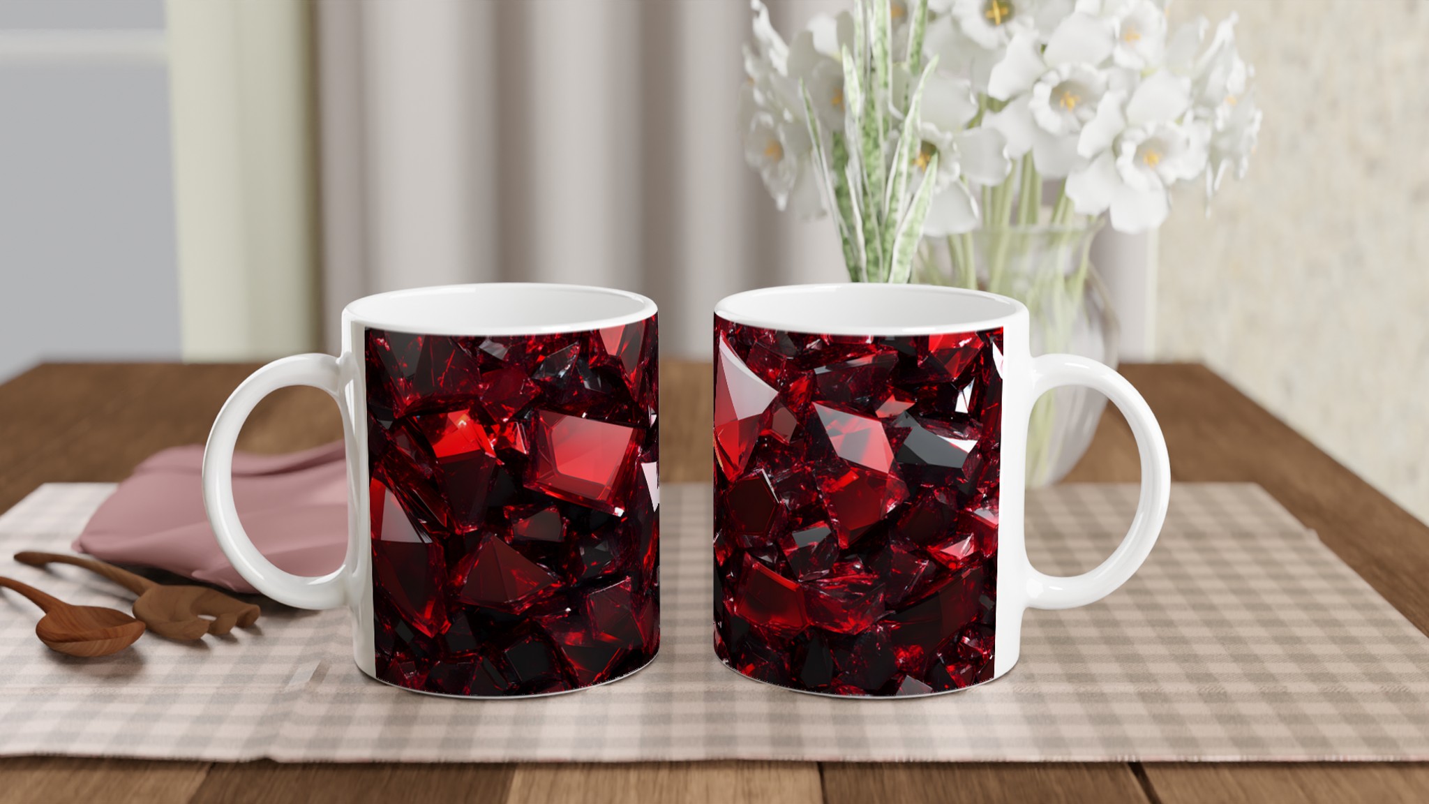 Rubinröd 11oz Keramisk Mugg – Geometrisk Kristall Design i Din Favoritfärg! 10 c3db4b31-624a-4c8d-ba27-3aa55251df2f