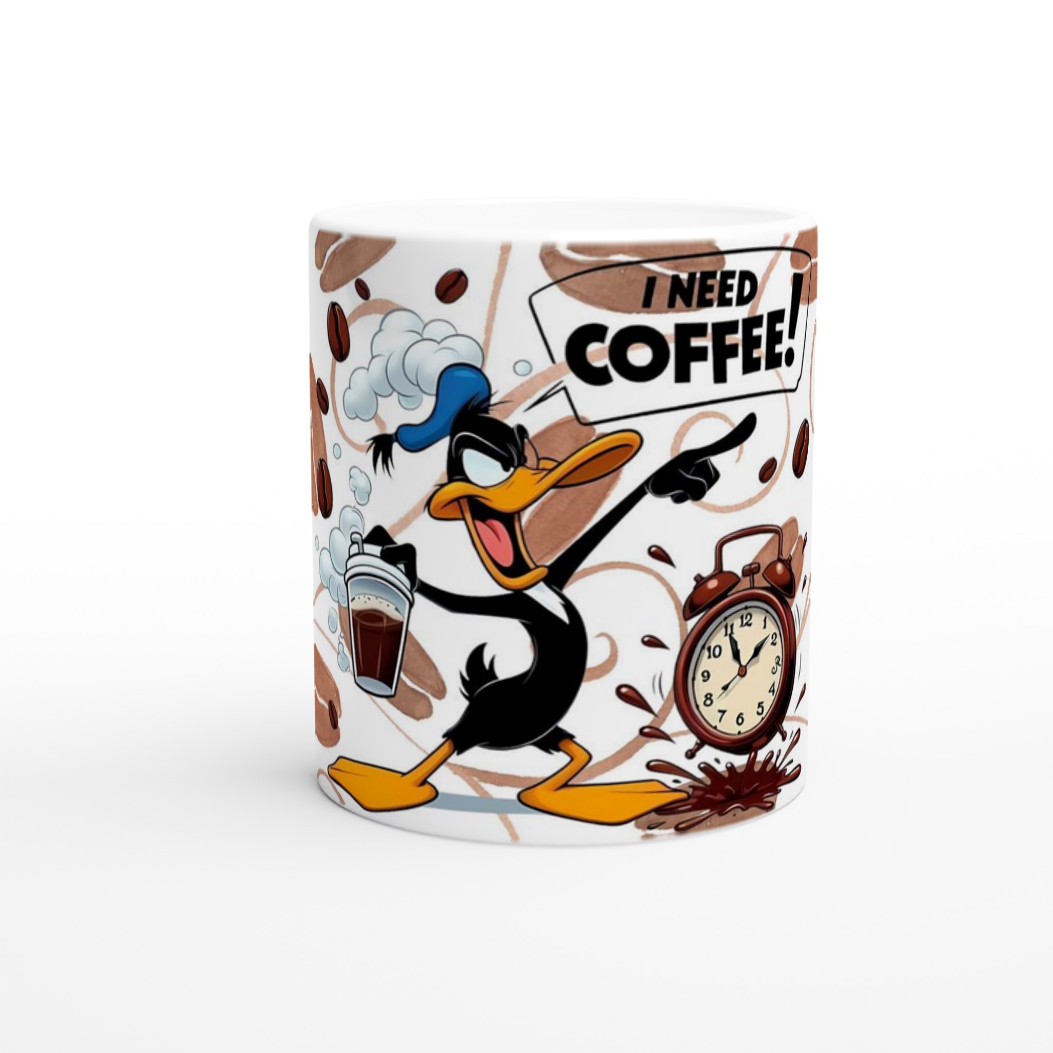 Vit 11oz keramikmugg med Daffy Duck och humoristiskt kaffemotiv – välj din favoritfärg 8 c3e06fbe-4bfe-4a17-b1a9-26023677f094