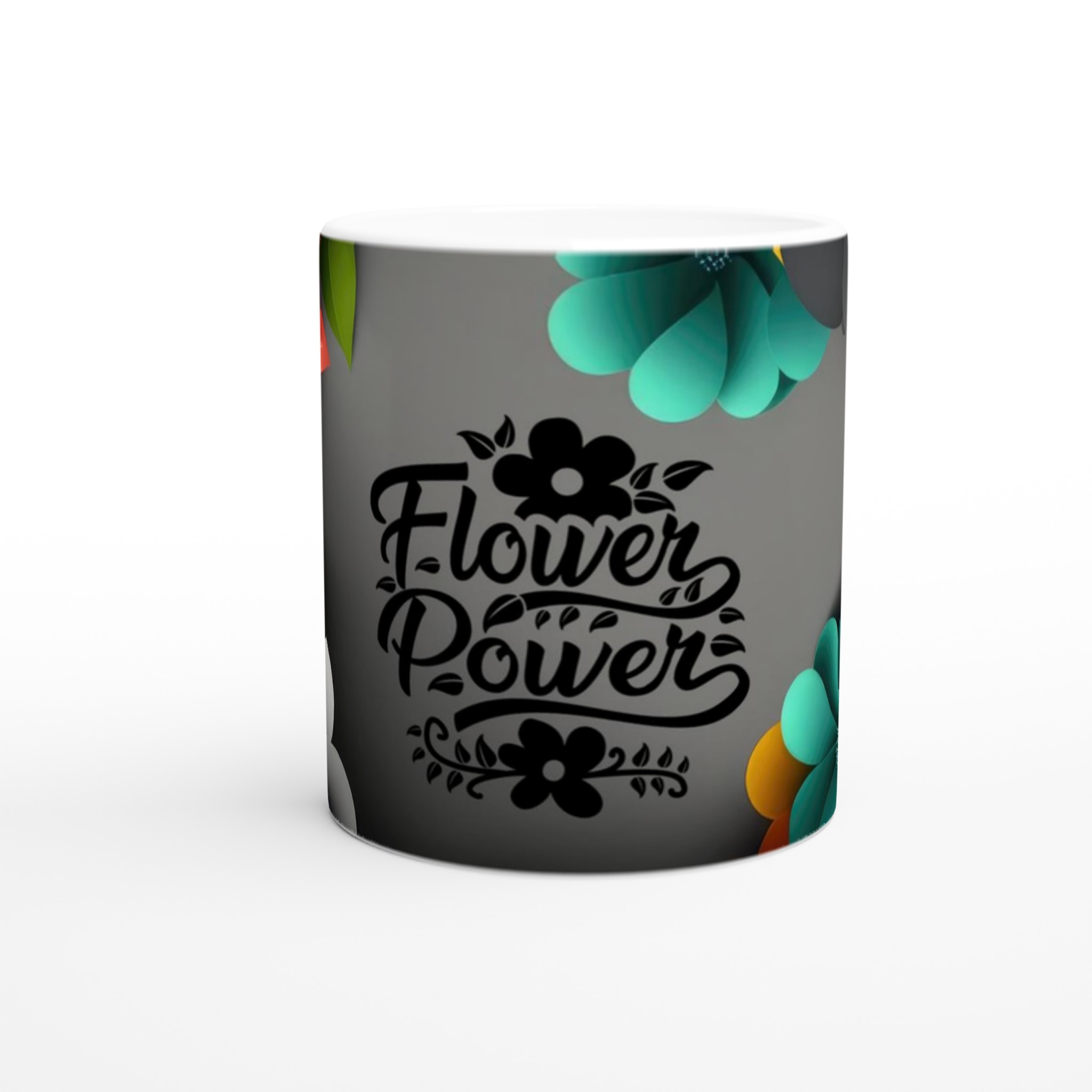 Vit 11oz keramisk mugg med blomsterkraft – välj din favoritfärg bland sju keramiska nyanser 8 c400db0f-f11b-487f-800e-5d6aea7eaa40