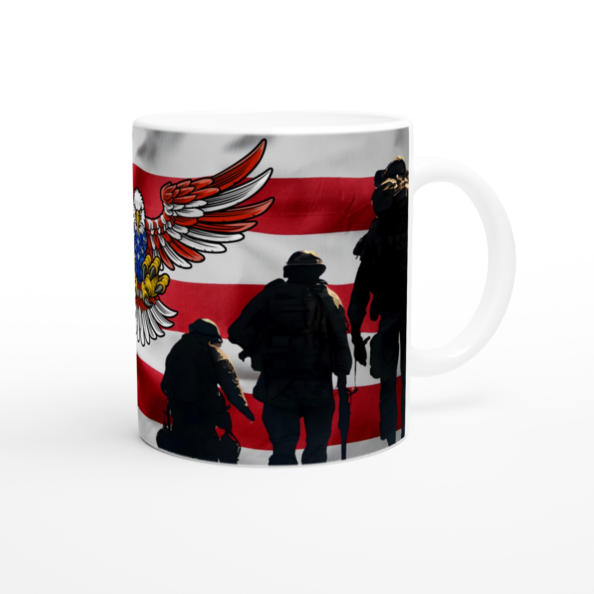 Vit 11oz keramisk mugg med patriotisk örnmotiv – välj bland sju klassiska keramfärger 9 c4046a2f-cb20-4f73-9711-49d56cef456a