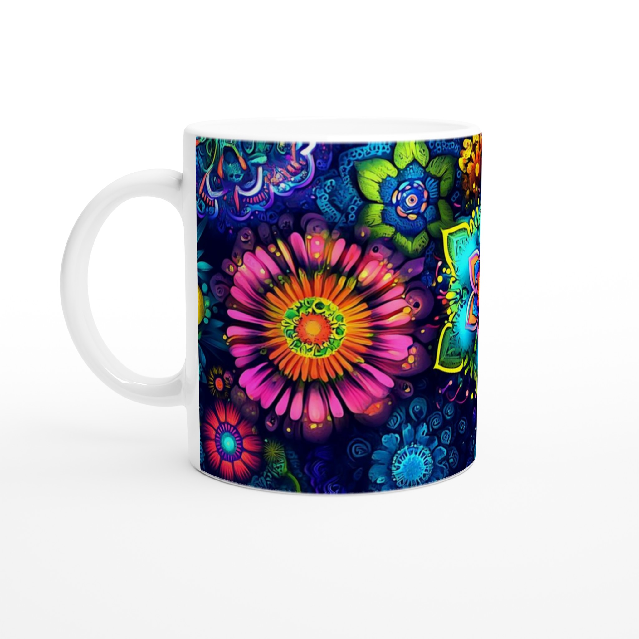 Psykedelisk Floral Mugg – Livfulla Mandala Blommor i 11oz Keramik, Välj Din Färg! 1 c40ad2b5-81ae-469c-8762-cd3535ce8557