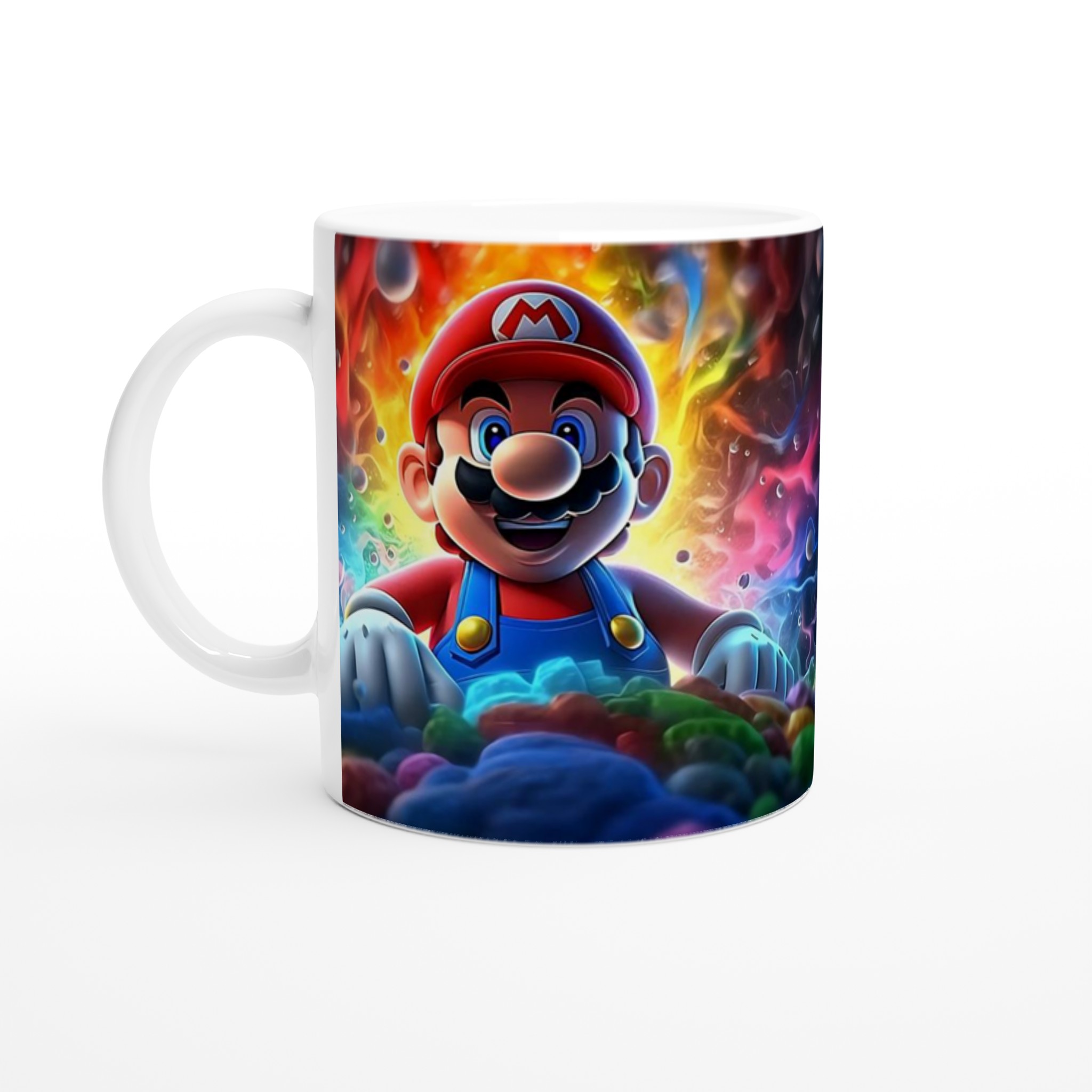 Vit 11oz keramisk mugg med färgstarkt spelande Mario-motiv – välj din keramikfärg för extra personlighet 1 c4651463-c8b7-4b2f-a37f-c08f6500ee8c