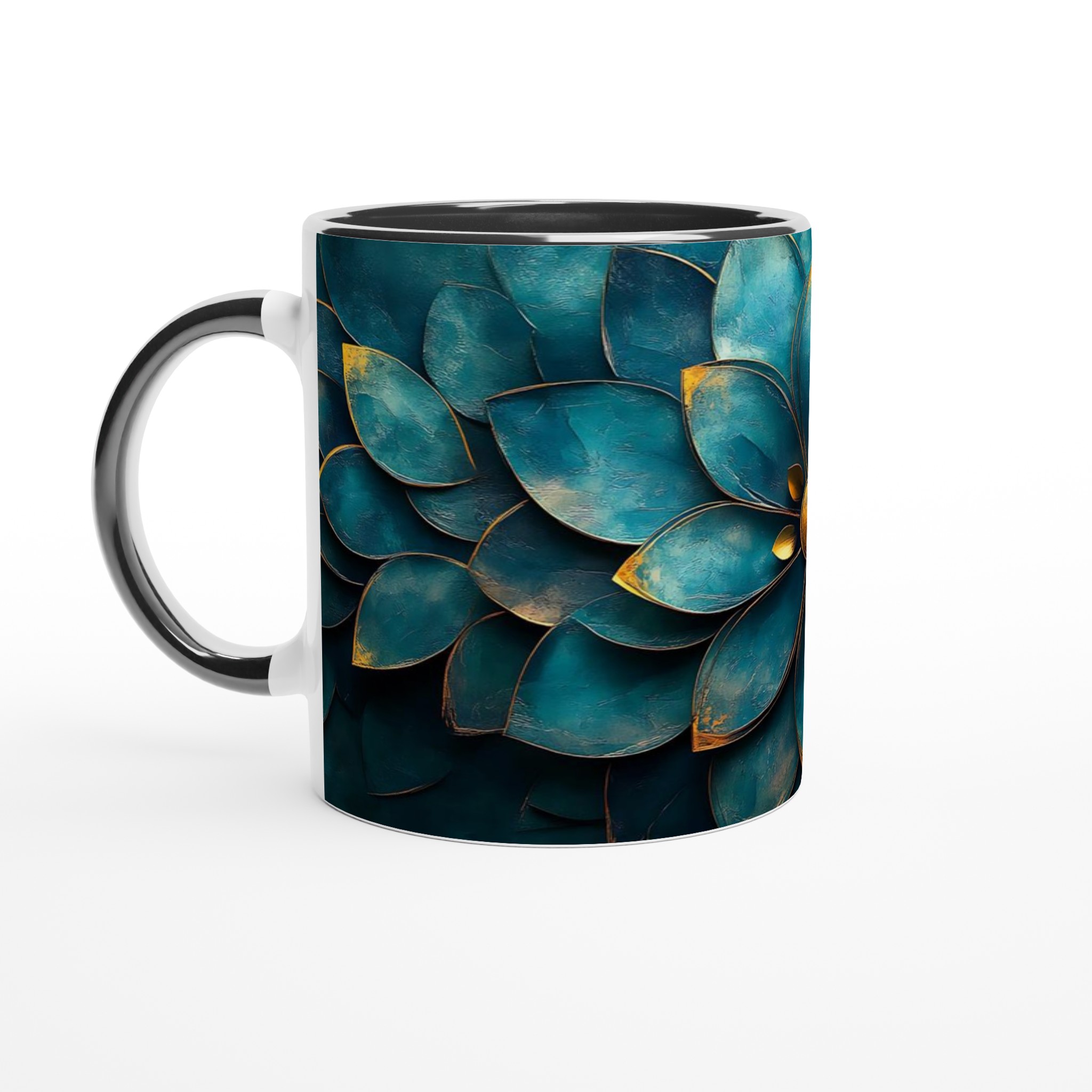 Lyxig Lotusmugg – Blågrön & Guld Keramisk Kaffemugg, 11oz – Välj din färg! 4 c48a7ec5-223c-46c8-889c-05eaaf41a4c6