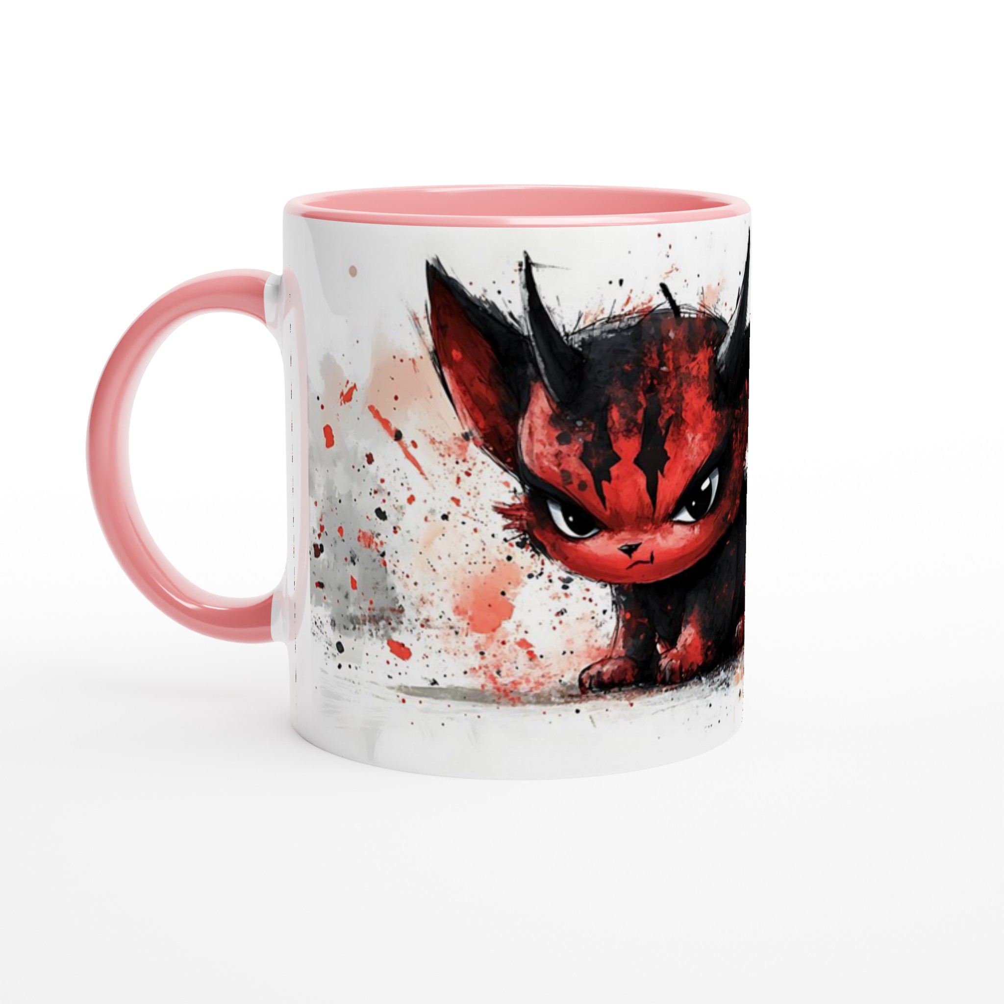 Red Devil Kitten Mugg - Unikt Svart & Rött Akvarelltryck i 11oz Keramik 6 c48ce795-abb5-4cd5-8ed8-92ad25e4e22d