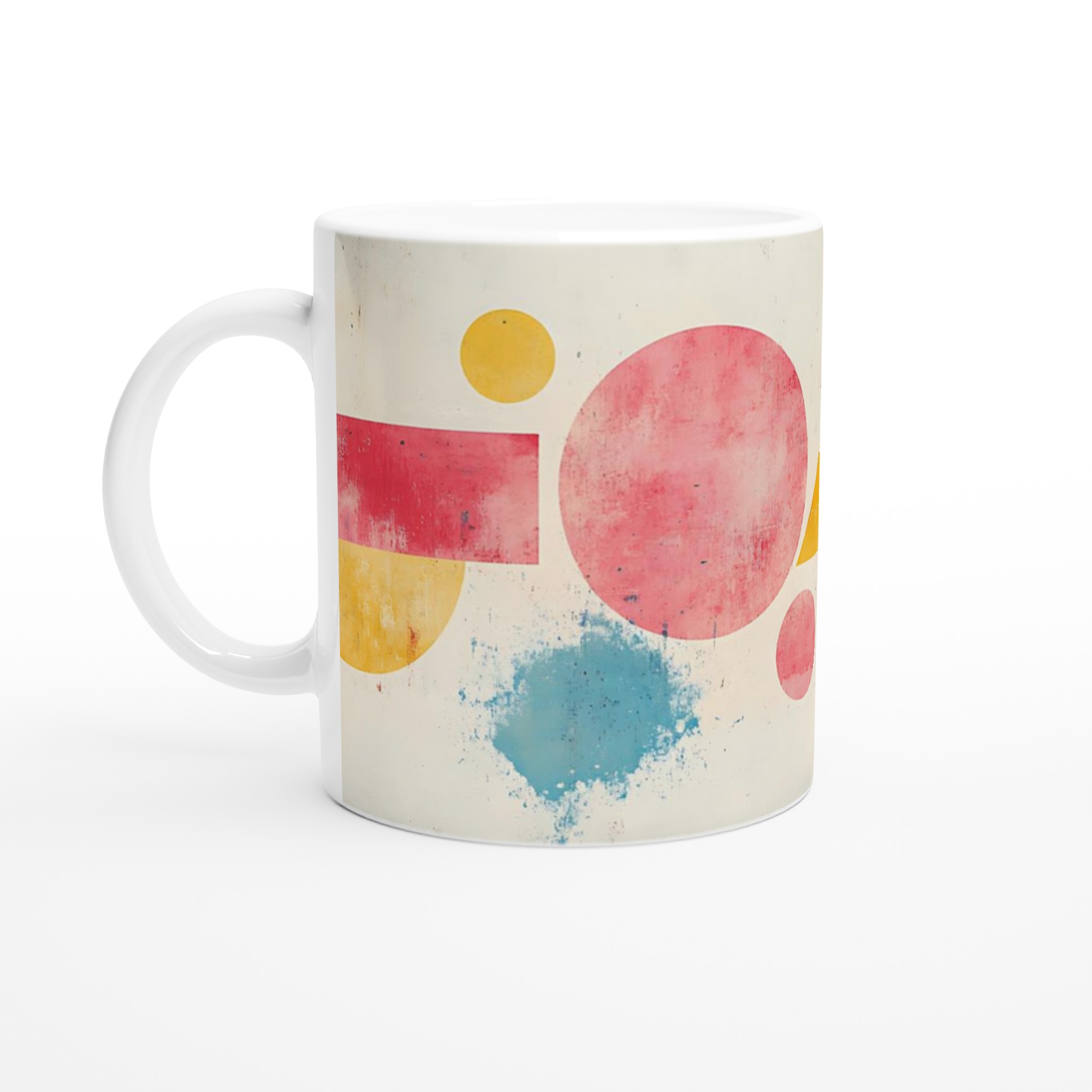 Abstrakt Geometri 11oz Keramikmugg – Konstnärlig Färgexplosion i Rosa, Blått och Gult 1 c4e9ef3c-a805-446f-99e2-c497604e8a52