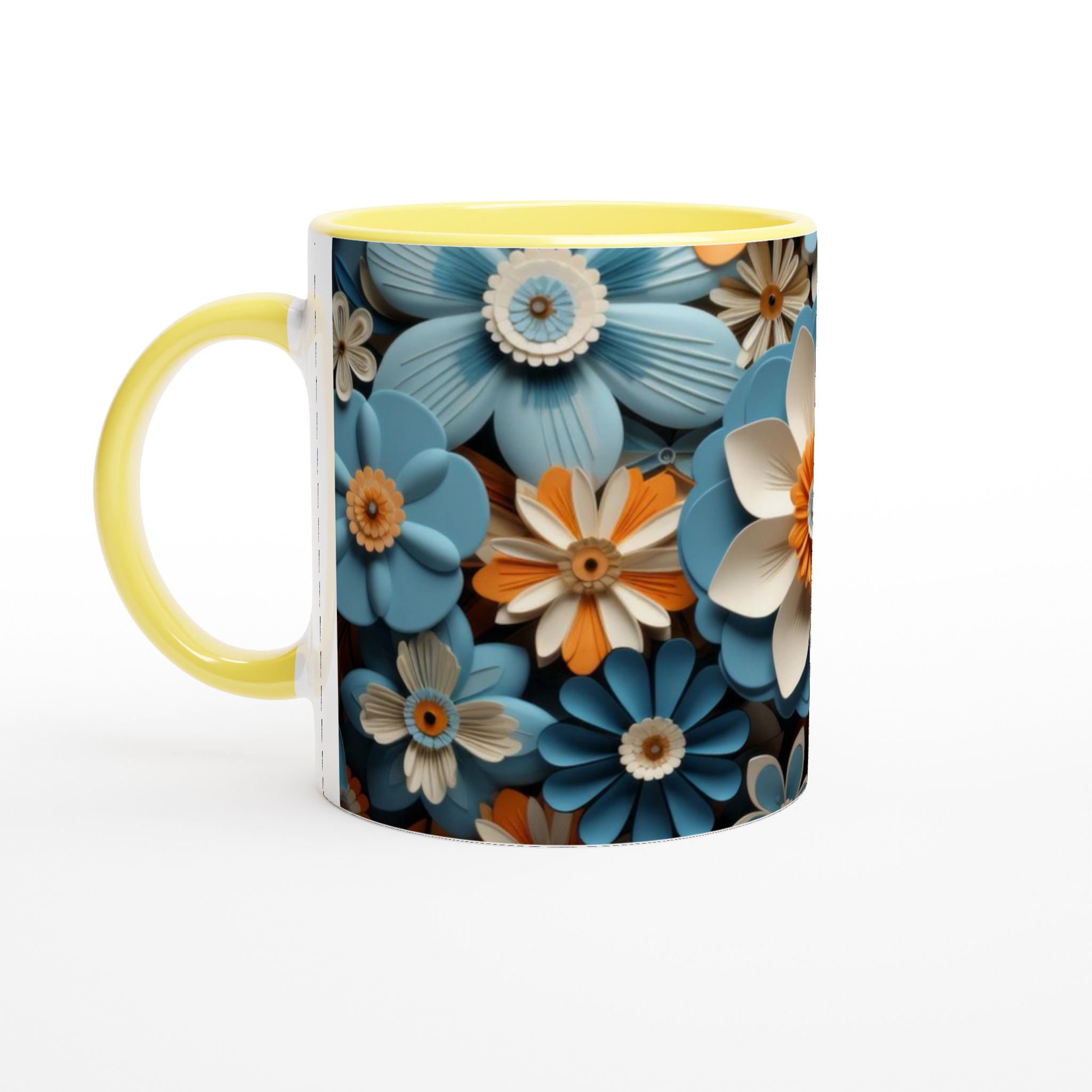 Vit 11oz keramisk mugg med levande blommönster – välj din färg och gör varje kaffestund unik 3 c51f26bb-93cd-402a-a8c8-692f960eb9a3