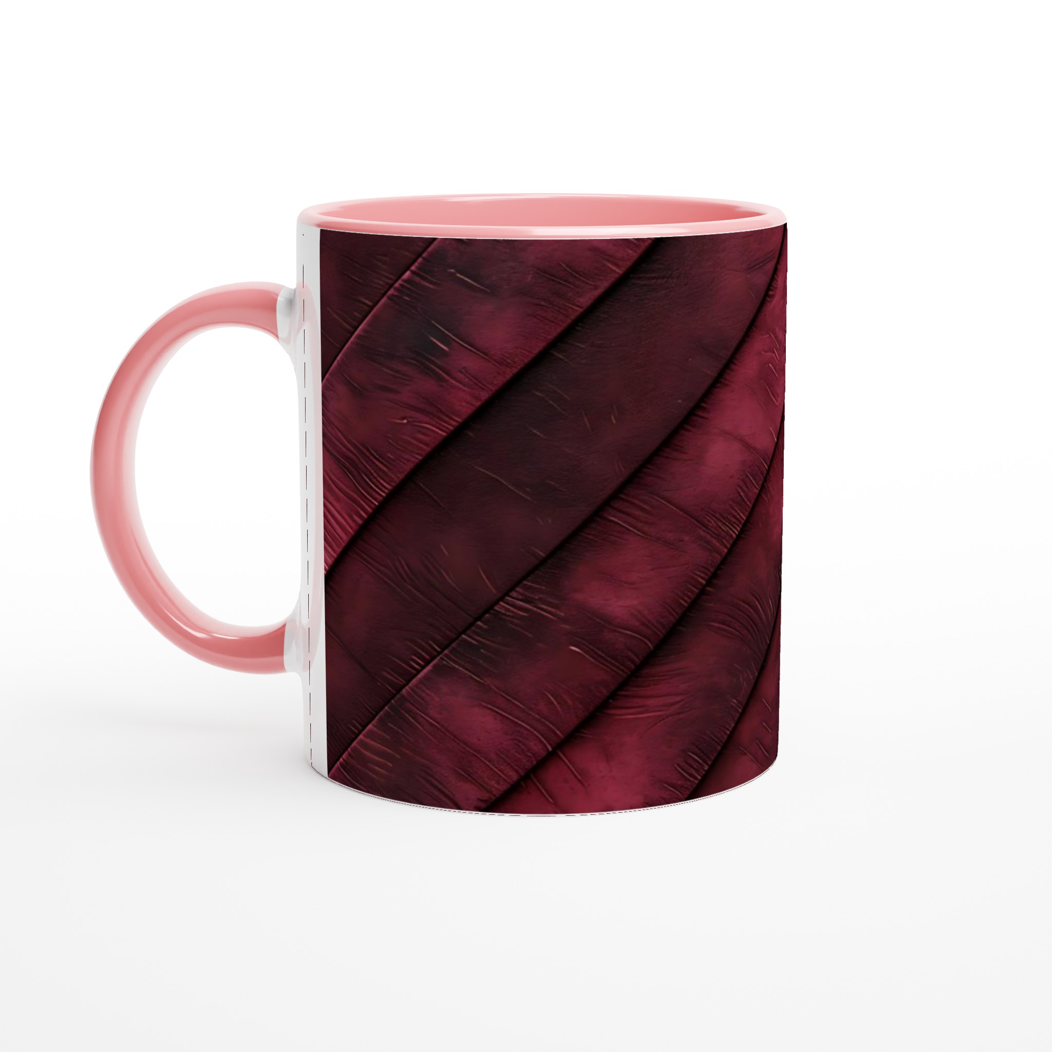 Vit 11oz keramisk mugg med elegant mörkröd läderstruktur – välj din favoritfärg 6 c523c986-1555-4e82-a73d-73b245b0de0d
