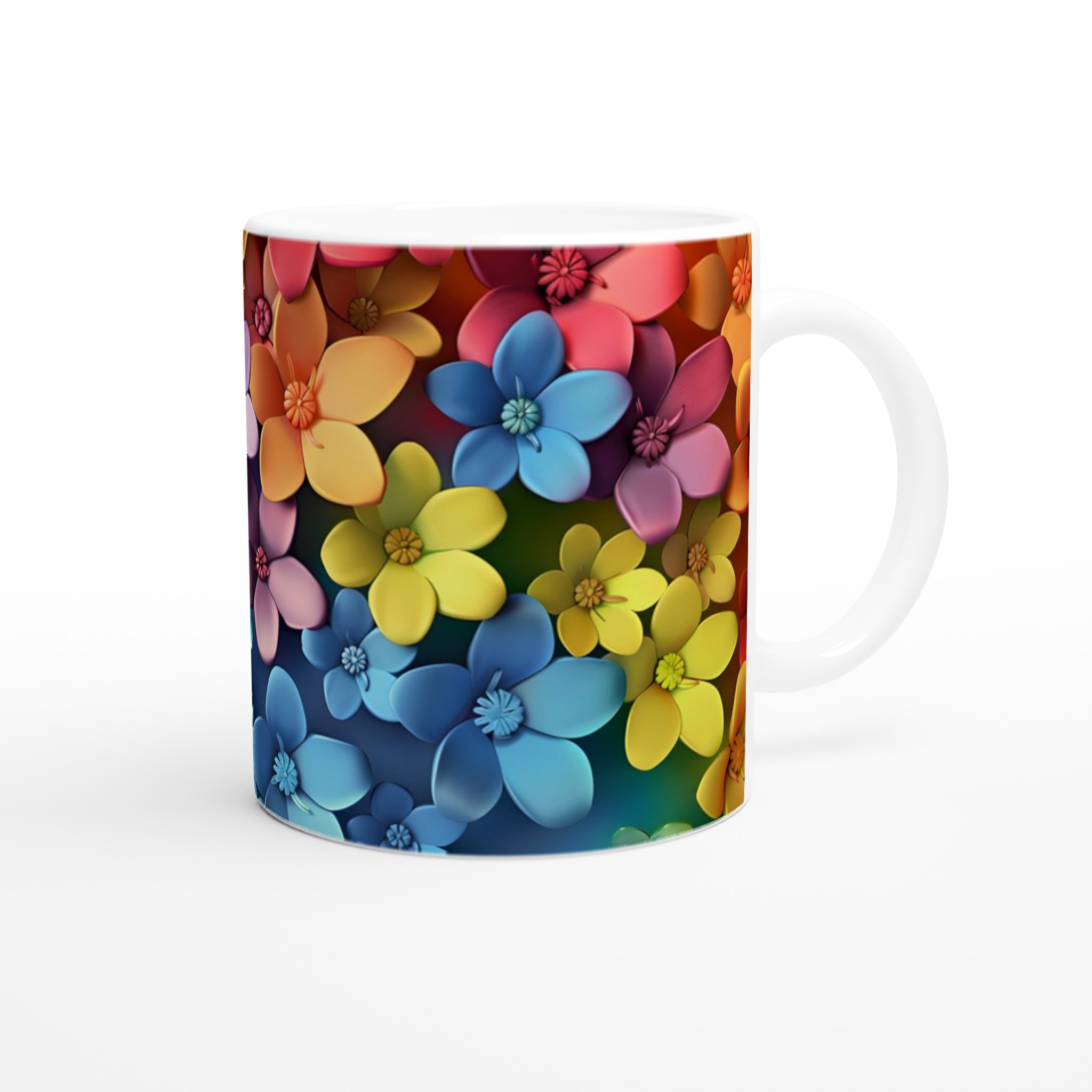 Färgsprakande Blomstermugg – 11oz Keramikmugg i Ditt Val av Färg 9 c531acac-ff4c-4736-af33-3bc7270558bd