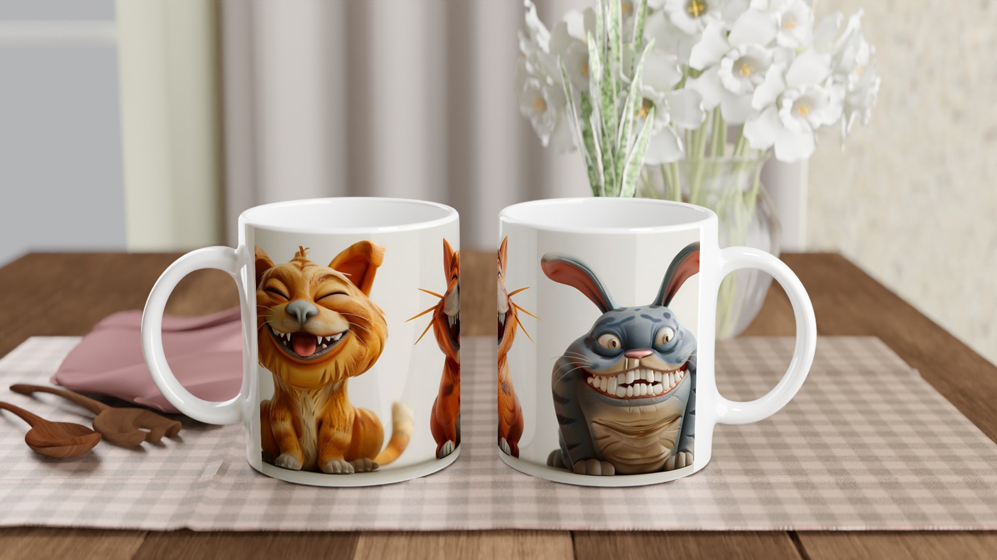Skrattande Katt & Kanin 11oz Keramikmugg – Glädjefulla Djurmotiv i Valfri Färg! 10 c58e11a6-3d65-4afd-bb61-d39eb3d723bd