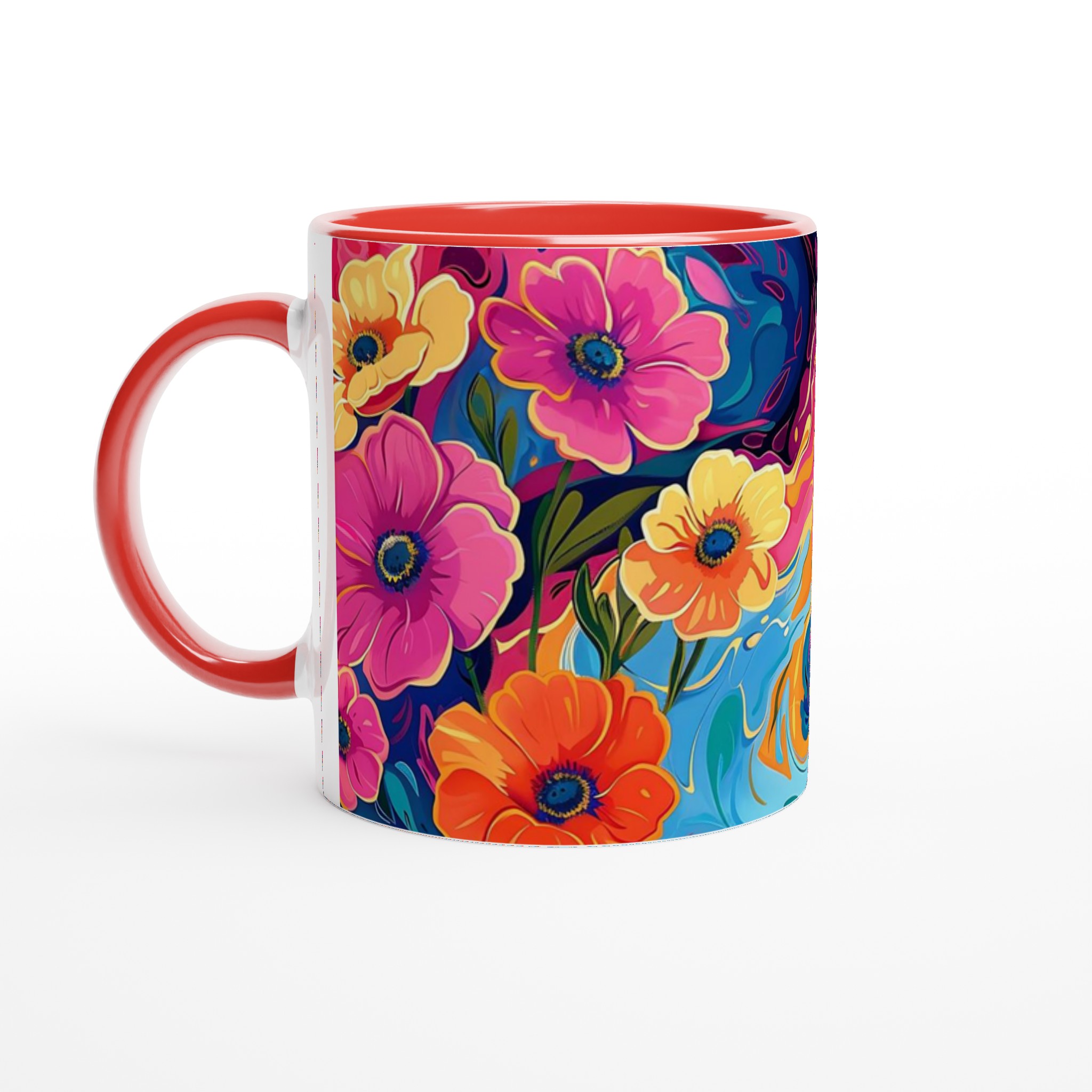 Abstrakt Blomsterprakt Mugg - Färgexplosion för Kaffe & Te i Flera Keramiska Nyanser 5 c5908441-93b7-4c94-8443-e118dfd6f6e4