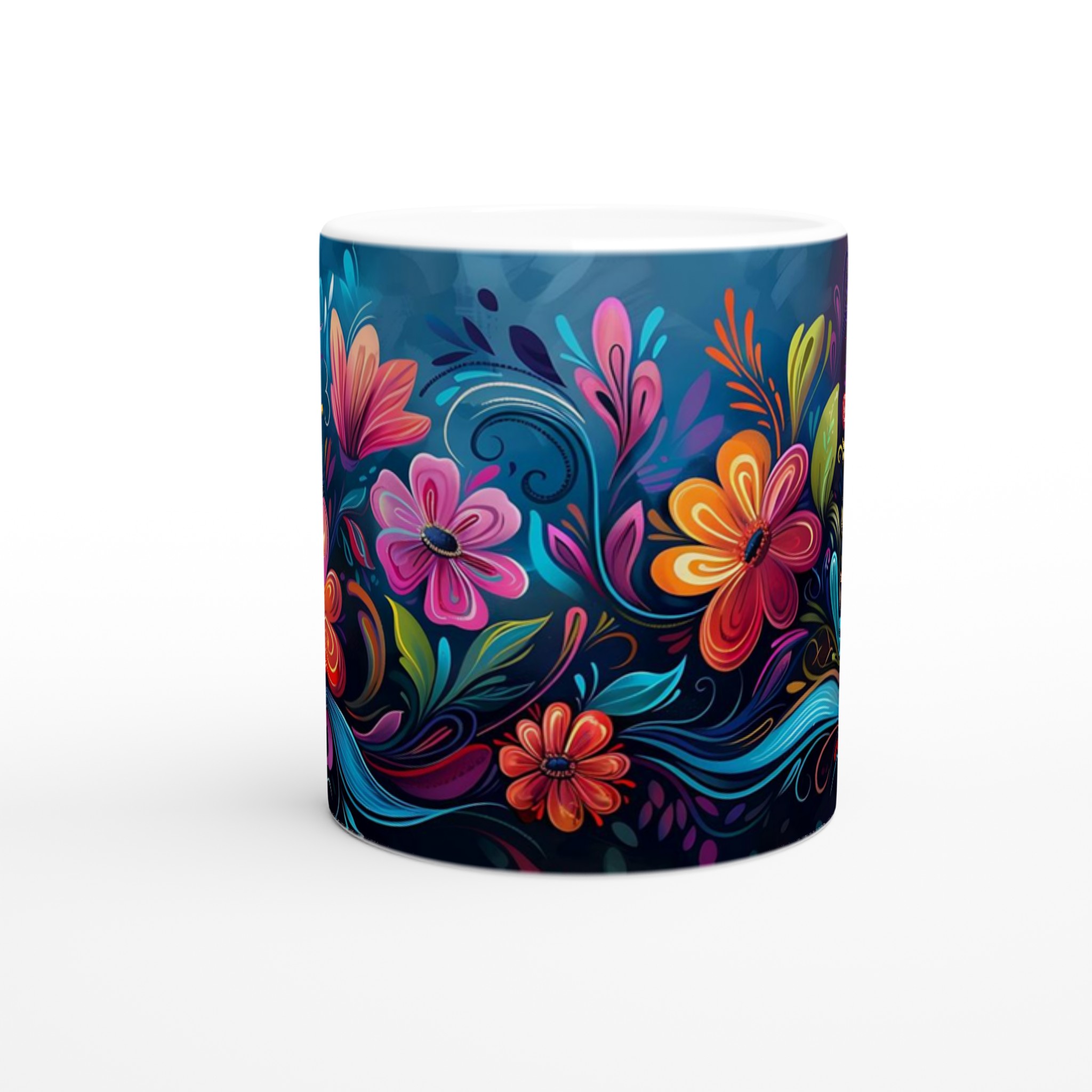 Färgsprakande Blomstermugg – 11 oz Keramisk Kaffekopp med Konstfullt Tryck i Valfri Färg 8 c59482c0-dd25-4967-83bd-2e03e6ebea56