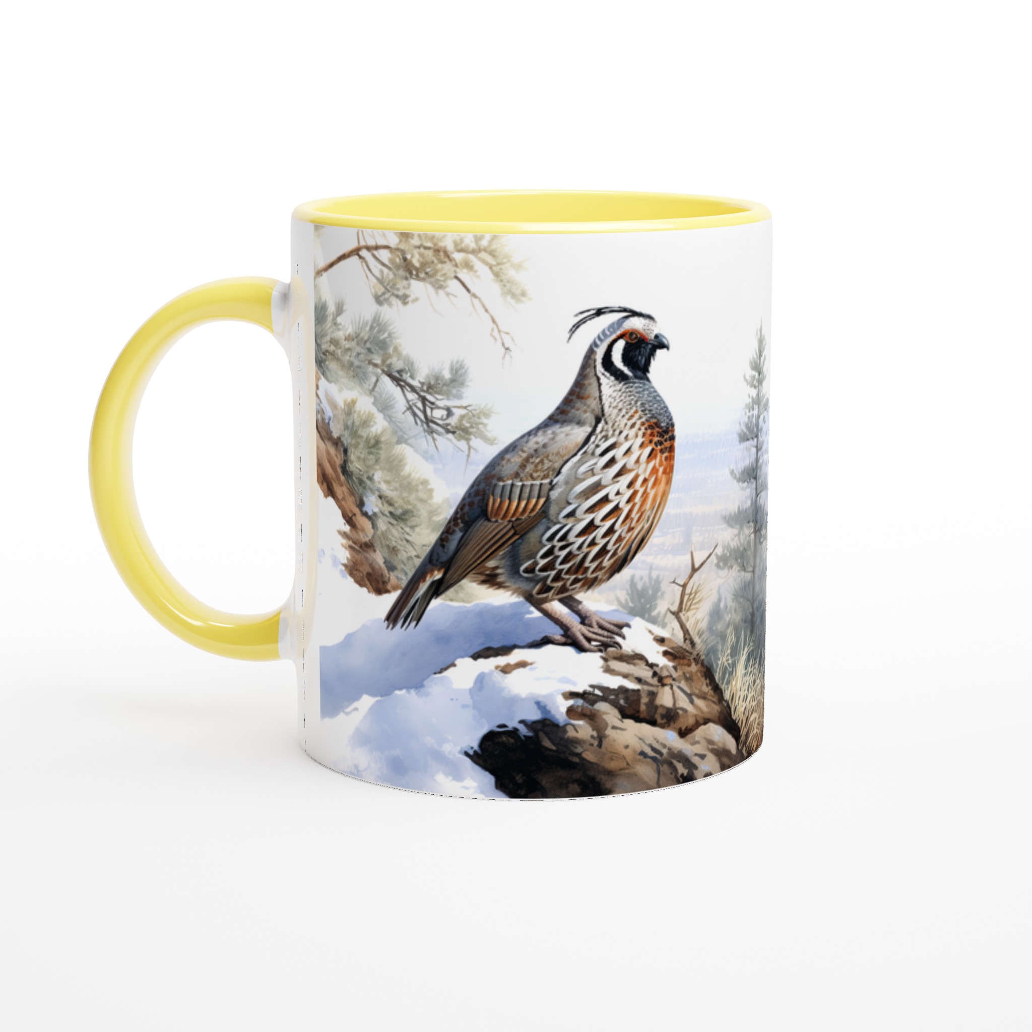 Vit 11oz keramisk mugg med elegant vildfågelmotiv i naturskön palett – välj din favoritfärg 3 c5e426f5-8338-4e15-a4d9-d9377ed94a0d