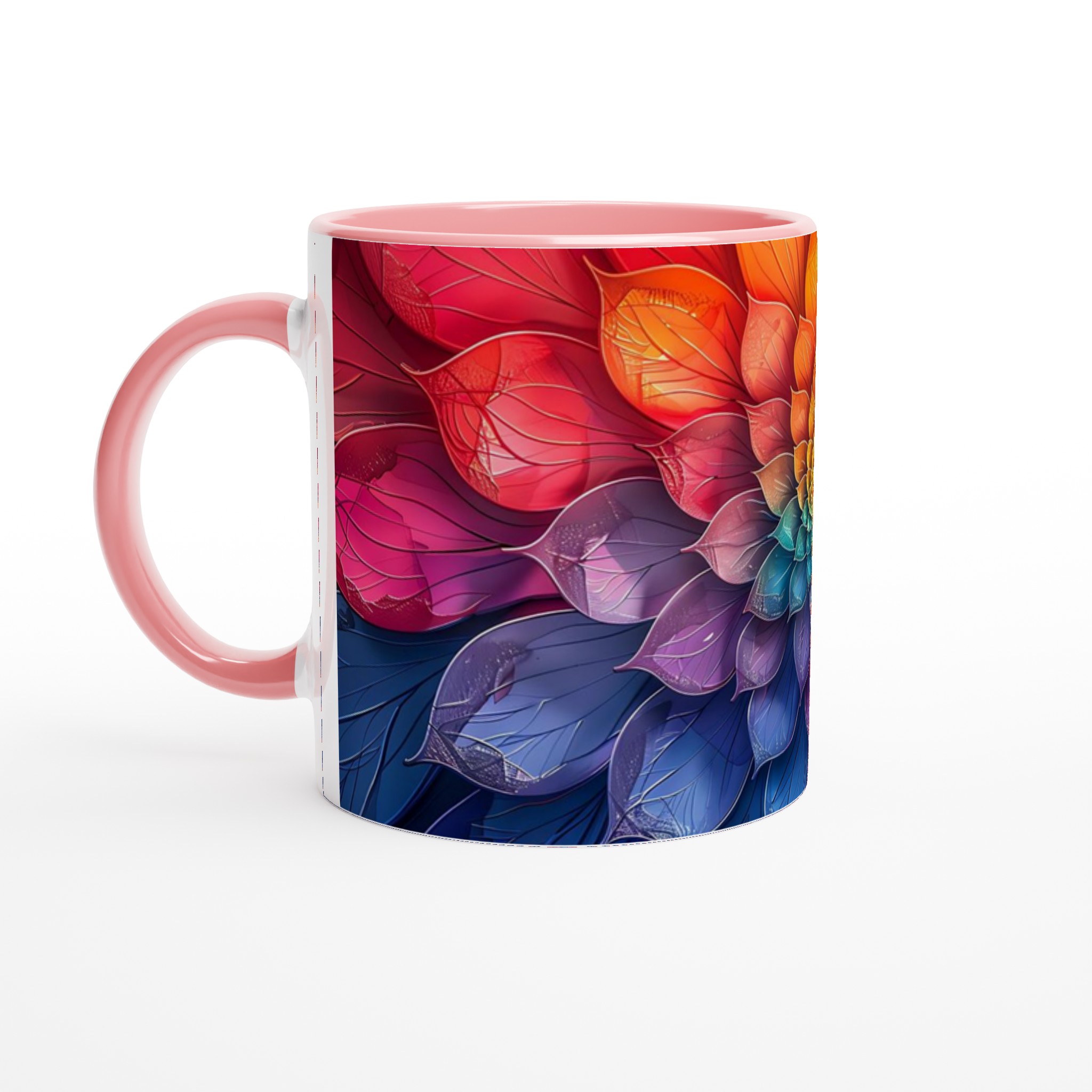 Färgsprakande Blommönster Mugg – 11oz Keramikmugg i ditt val av 7 livfulla färger 6 c5f69e5c-f7f6-4d94-ab4d-69a9faee43bd