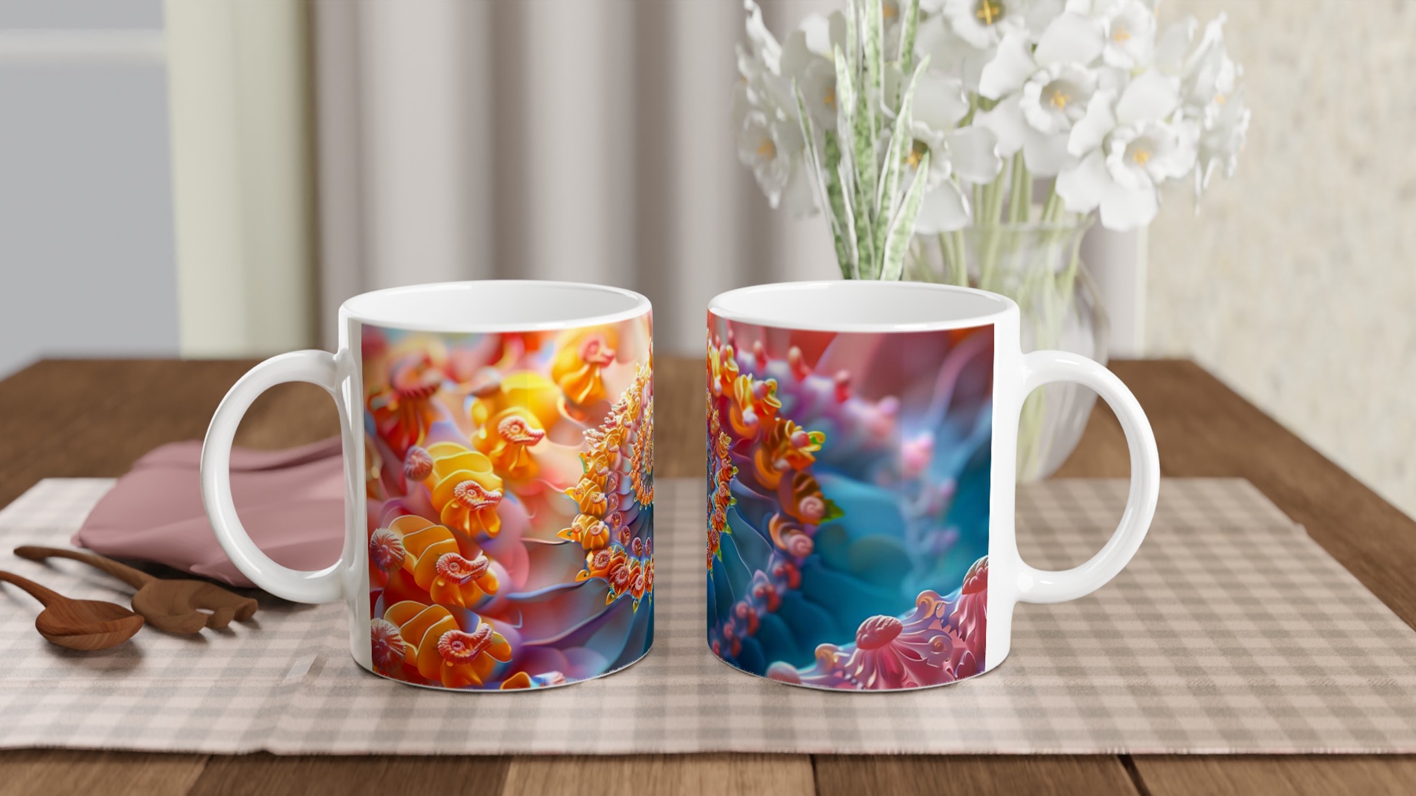 Abstrakt Fraktal Konst Mugg – 11oz Keramisk Kaffekopp i Klara Färger 10 c5fc2306-a96b-42ed-9fc3-5ee27a0ca662