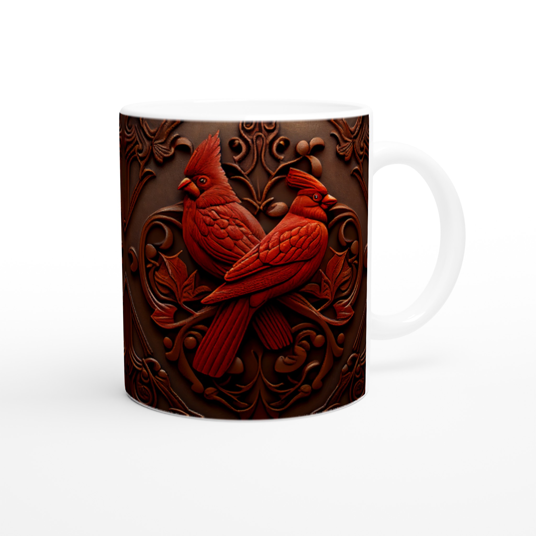 Vit 11oz Keramisk Mugg med Detaljerad Röd Kardinaldesign i Flera Färger 9 c61514cb-666d-4f8a-8967-d491e763badd