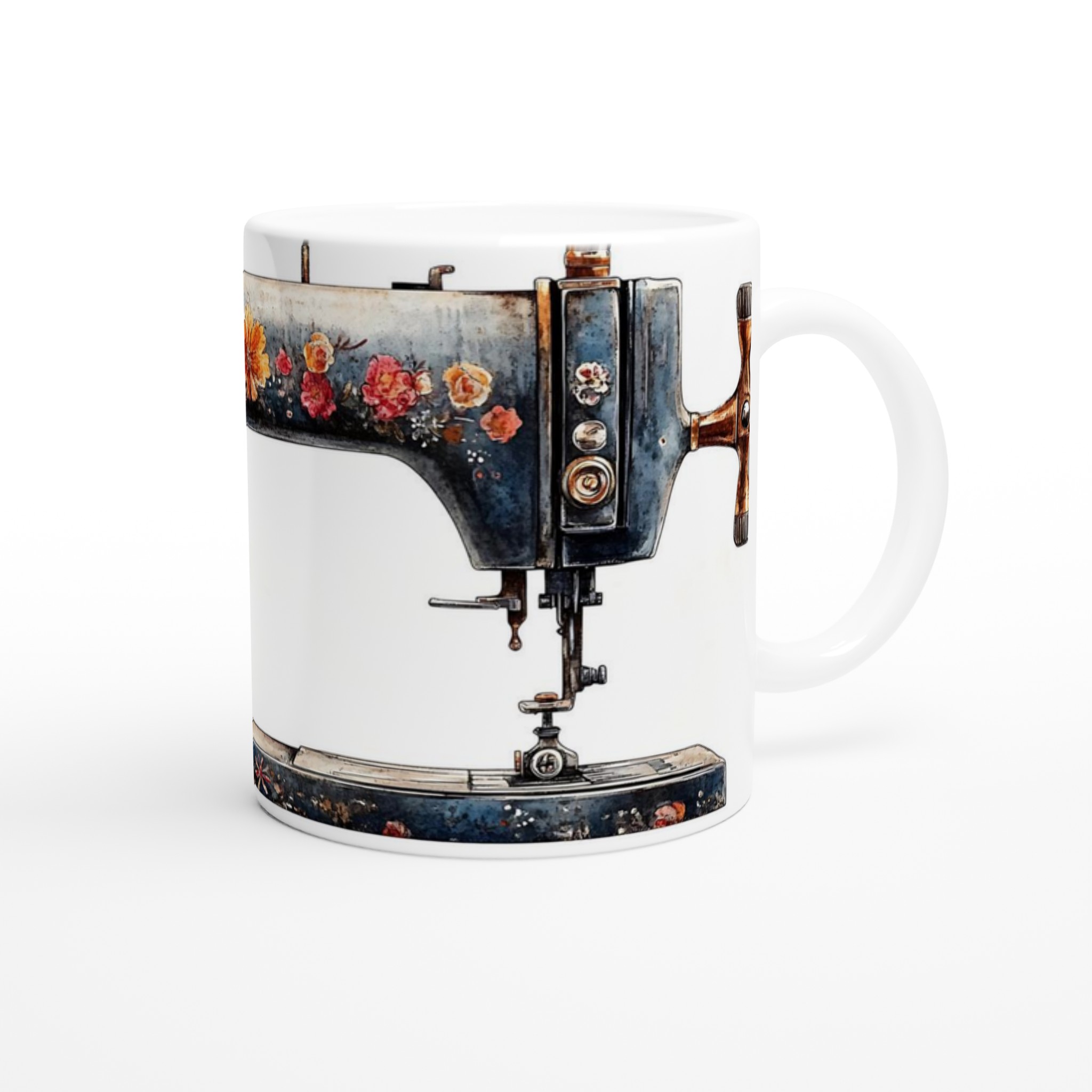 Vintage Symaskin Mugg: Blommigt Akvarellmotiv i 7 Färger – 11oz Keramisk Kaffe- & Temugg 9 c61d6949-f5f8-45b8-9f20-f792d02c1481