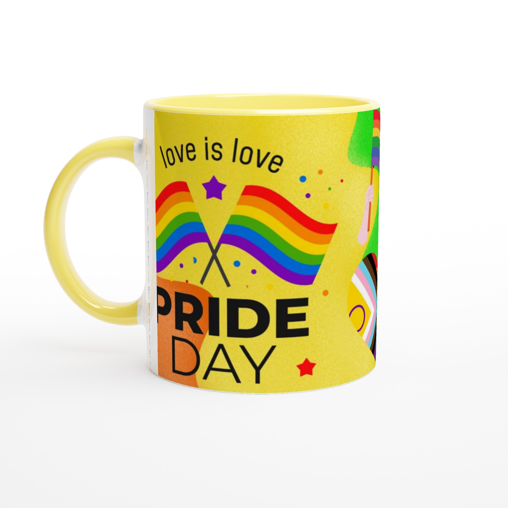 Vit 11oz keramisk mugg med färgstarkt Pride Day-motiv – välj bland sju livfulla färger 3 c67325c8-6a08-48d1-a247-bf1eabaf004d