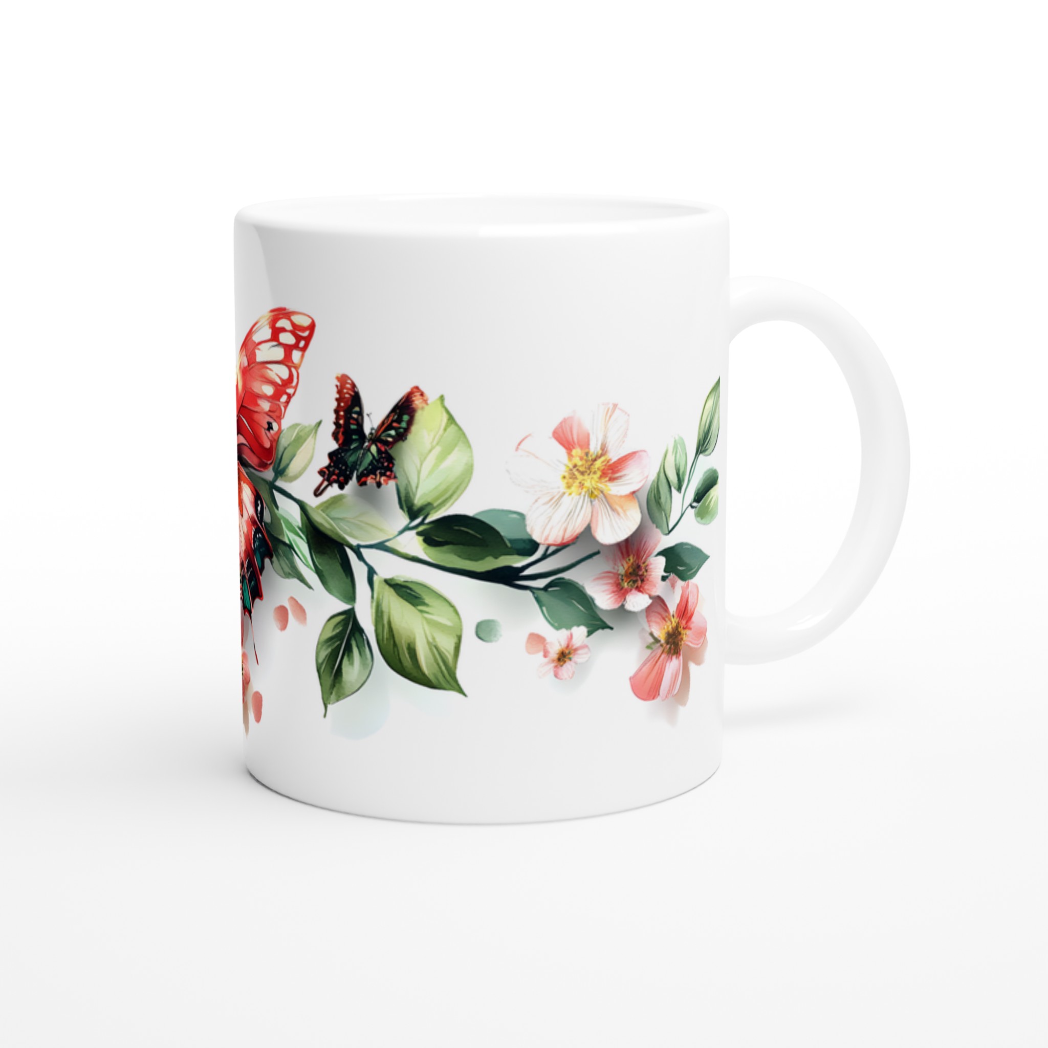 Fjärilsdrömmar: Färgstark 11oz Keramisk Mugg med Blommor & Fjärilar – Välj din Favoritfärg! 9 c673b96e-8099-414f-8937-c7b35e7ec3e6