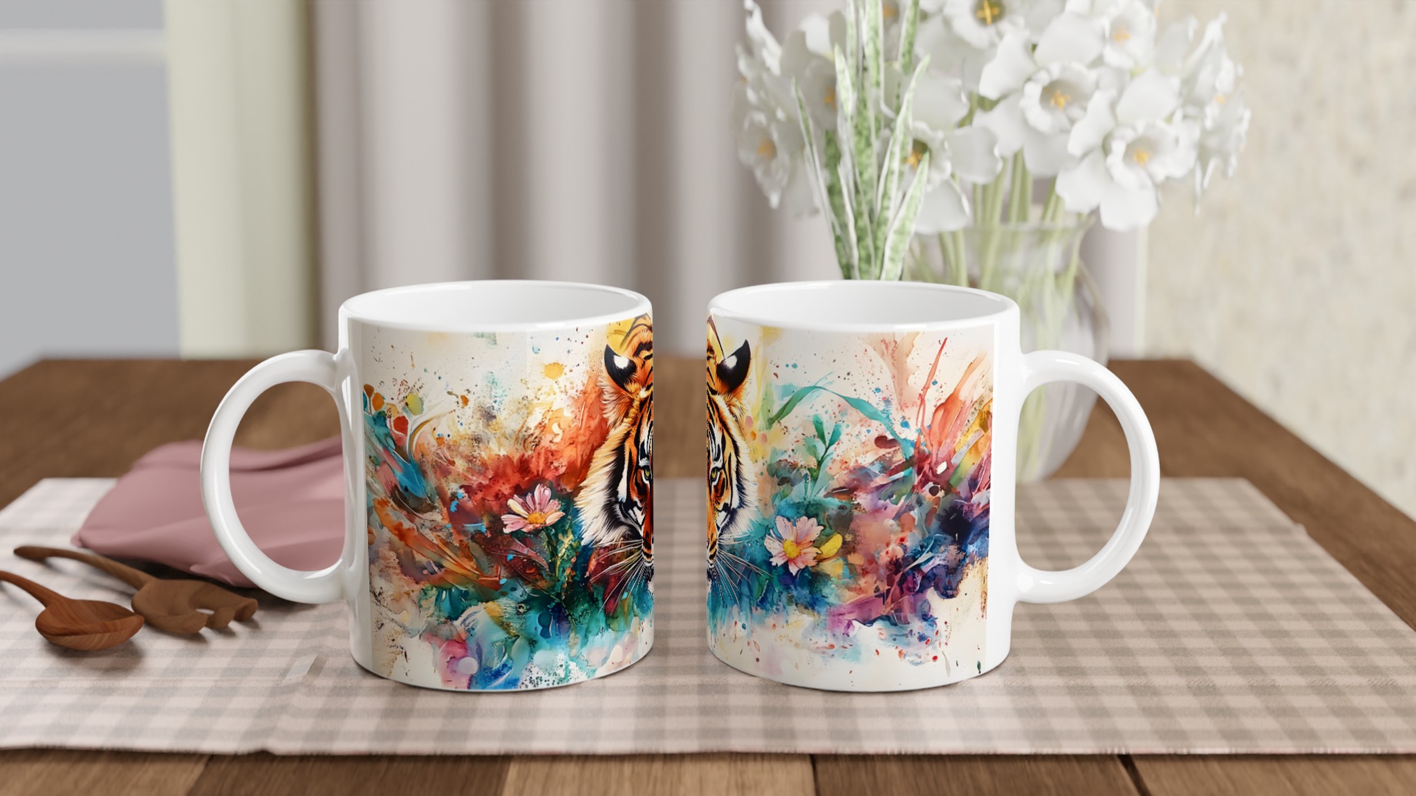 Abstrakt Akvarell Tiger Mugg – Vibrerande Konstmugg i Keramik, Välj Din Färg! 10 c6779694-124d-4b39-9a37-3e71242f963f