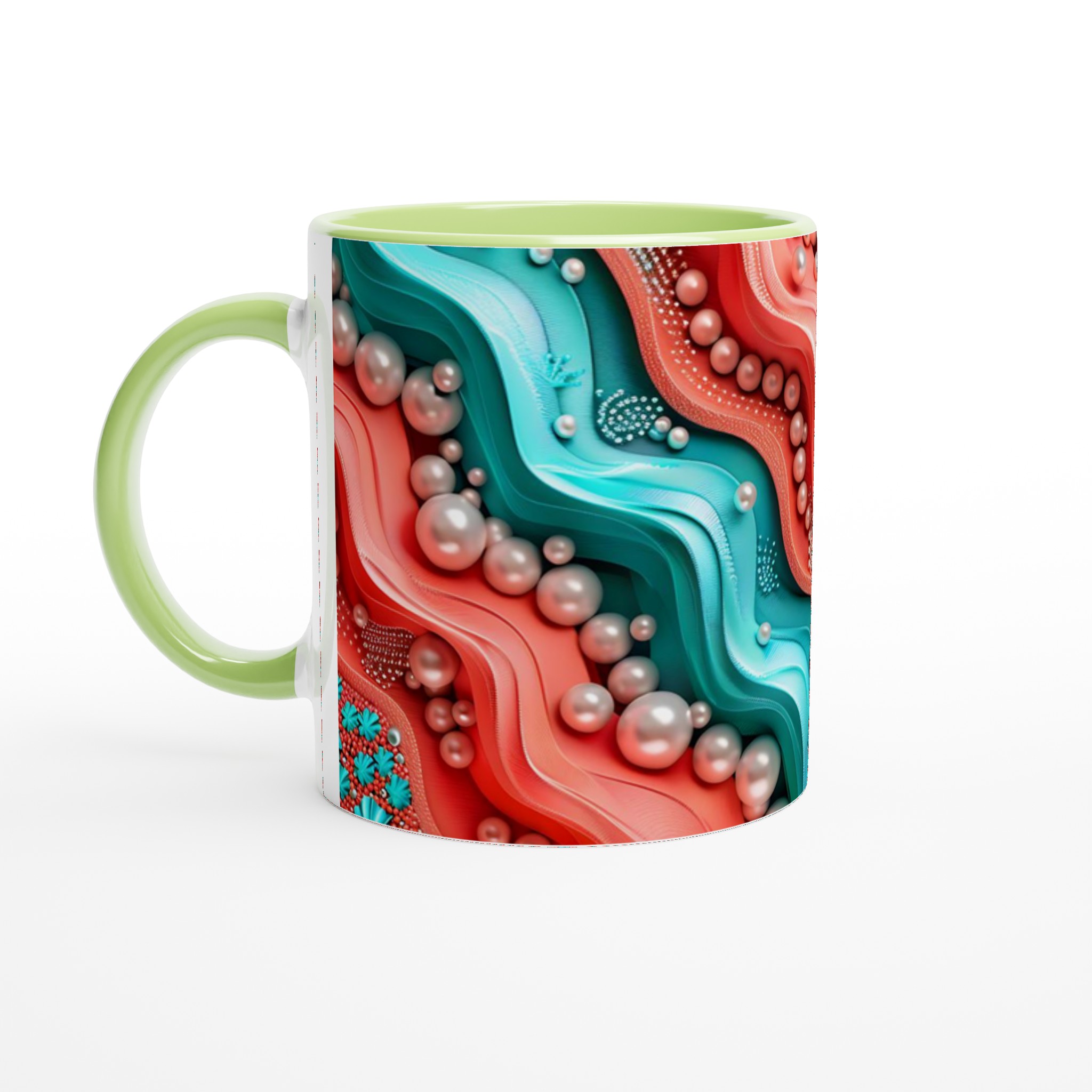 Vit 11oz Keramisk Mugg med Abstrakt Vågmönster i Livfulla Färger – Välj Bland Sju Eleganta Färgalternativ 7 c6a012c8-6e50-4fd0-94da-d6ad073d83fe