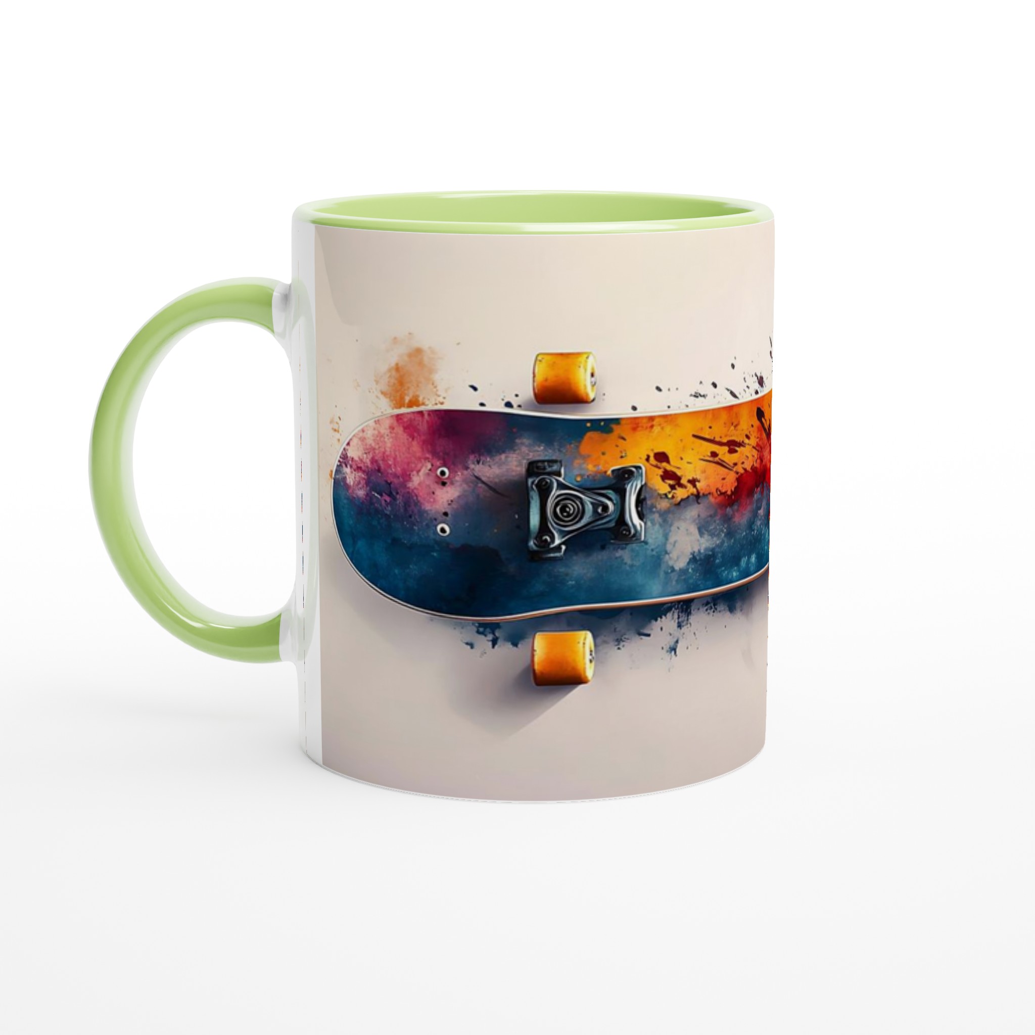 Abstrakt Skateboard Konst Mugg – 11oz Keramikmugg i ditt val av 7 Livfulla Färger 7 c6aec0a9-9e37-478a-8440-a5d3aff8efef