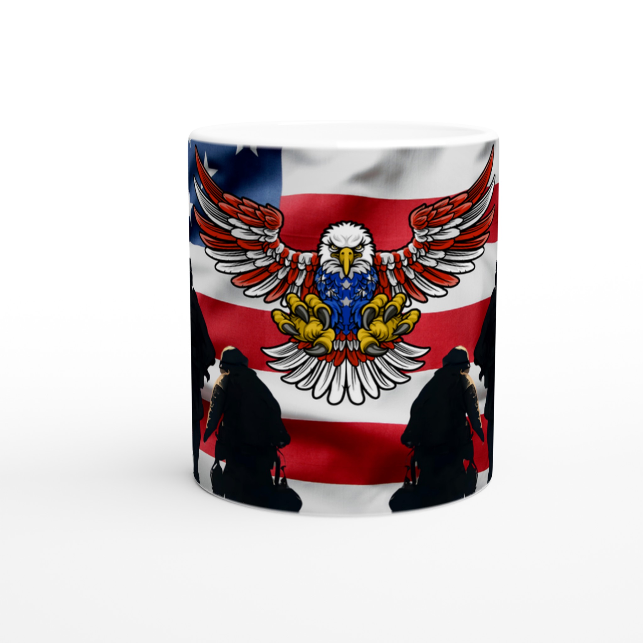 Vit 11oz keramisk mugg med patriotisk örnmotiv – välj bland sju klassiska keramfärger 8 c6d0858a-4cf8-4462-8d9e-41576055e776