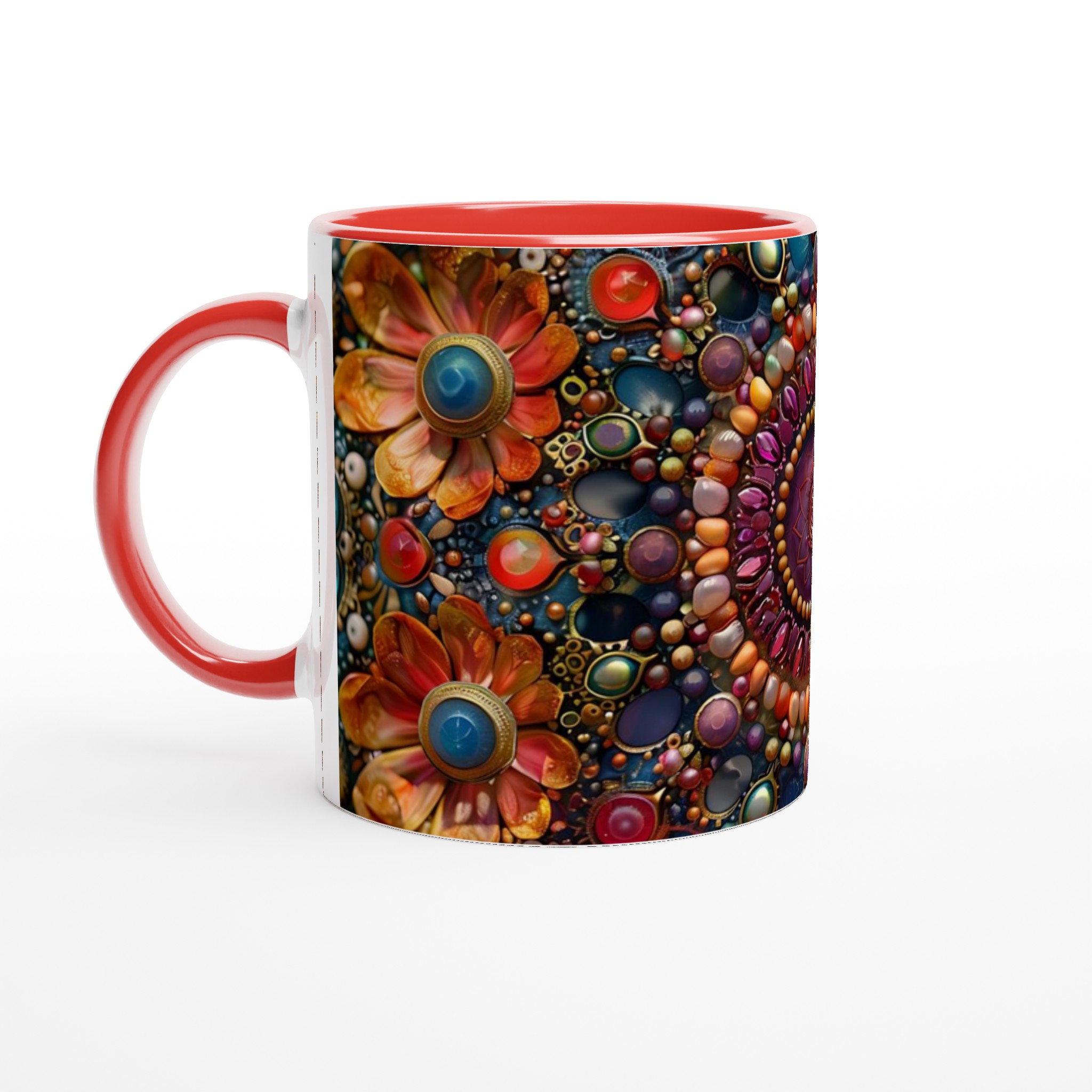 Bohemisk Blomstermandal Keramikmugg – Konstnärlig 11oz Kaffemugg med Färgglada Juveltoner 5 c6e3f469-7e63-47e0-925e-82ba22ce05e2