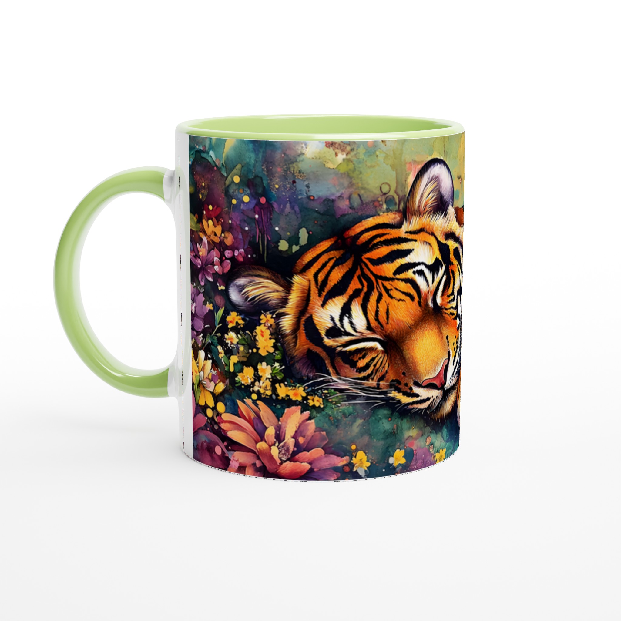 Vit 11oz keramisk mugg med färgstark tigerdesign – välj bland sju livfulla keramiska nyanser 7 c6f92a32-db60-4209-b669-56b2cd35161c