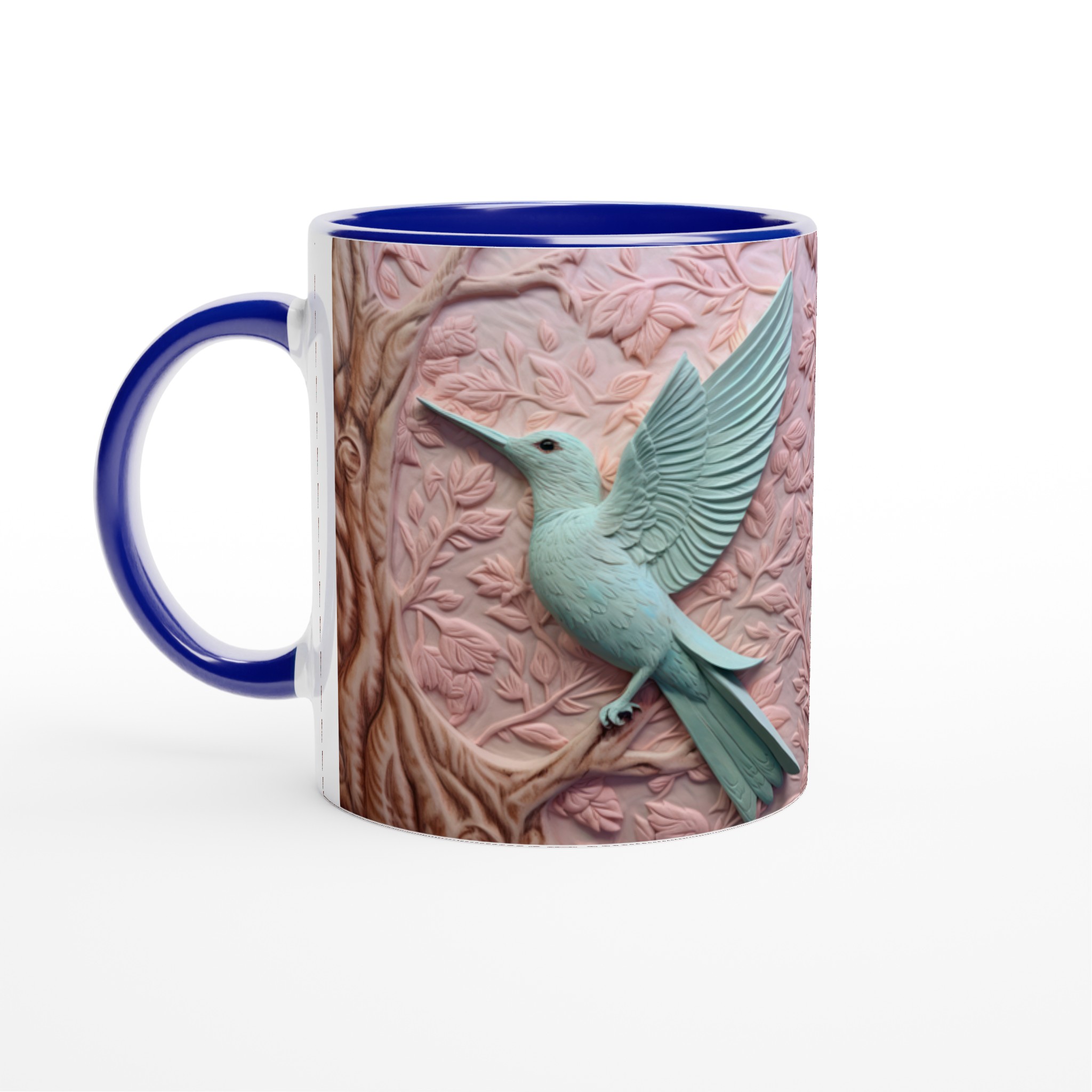 Vit 11oz keramisk mugg med eleganta pastellfåglar – välj bland sju vackra färger 2 c702c750-0210-4e91-8bc0-93aa792e17b3