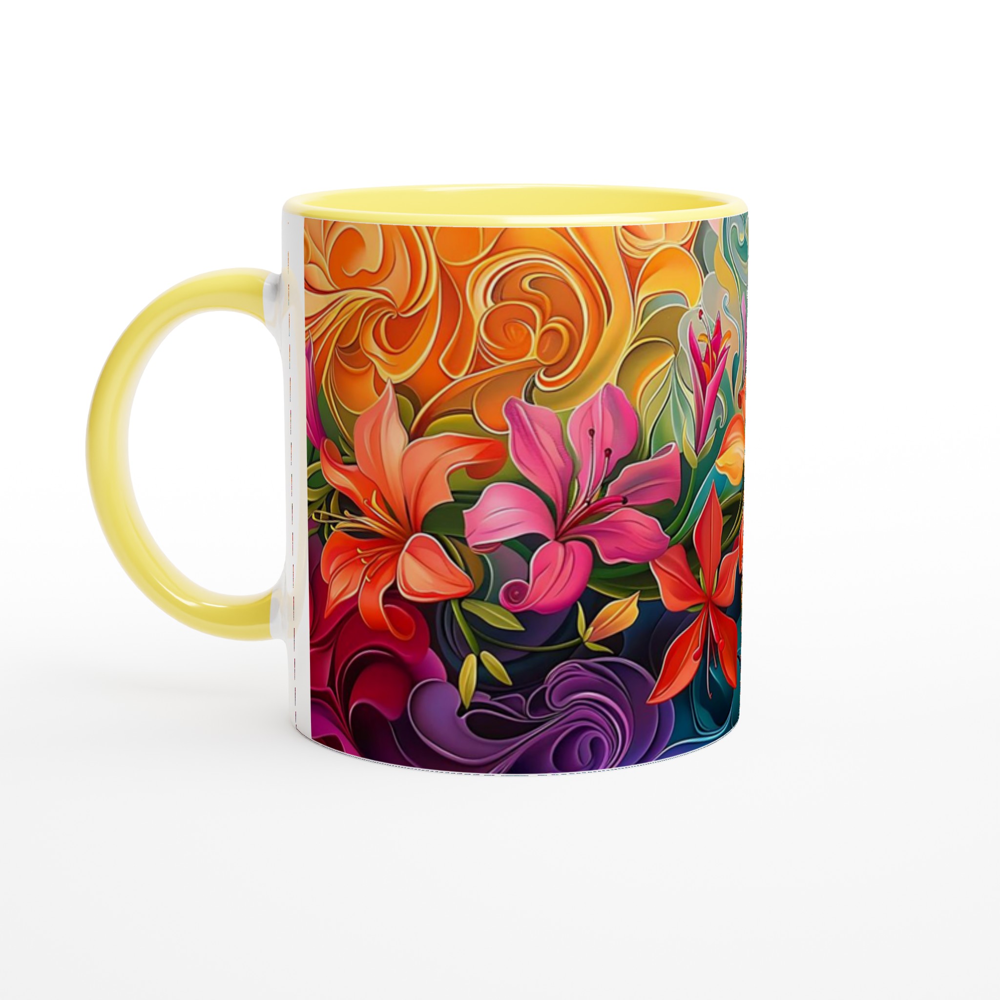 Färgsprakande Blomstermugg – 11 oz Keramikmugg i ditt val av 7 livfulla färger 3 c7214551-76f8-4f17-84f2-865a4292b0f3